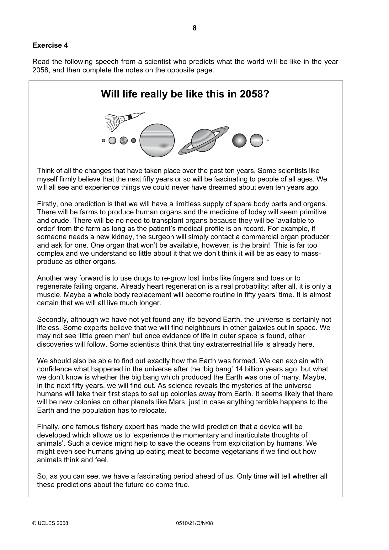 Cambridge IGCSE English - Second Language (oral endorsement) 0510 2008 Oct/Nov Paper 2 · Variant 0 question paper, page 9 of 33