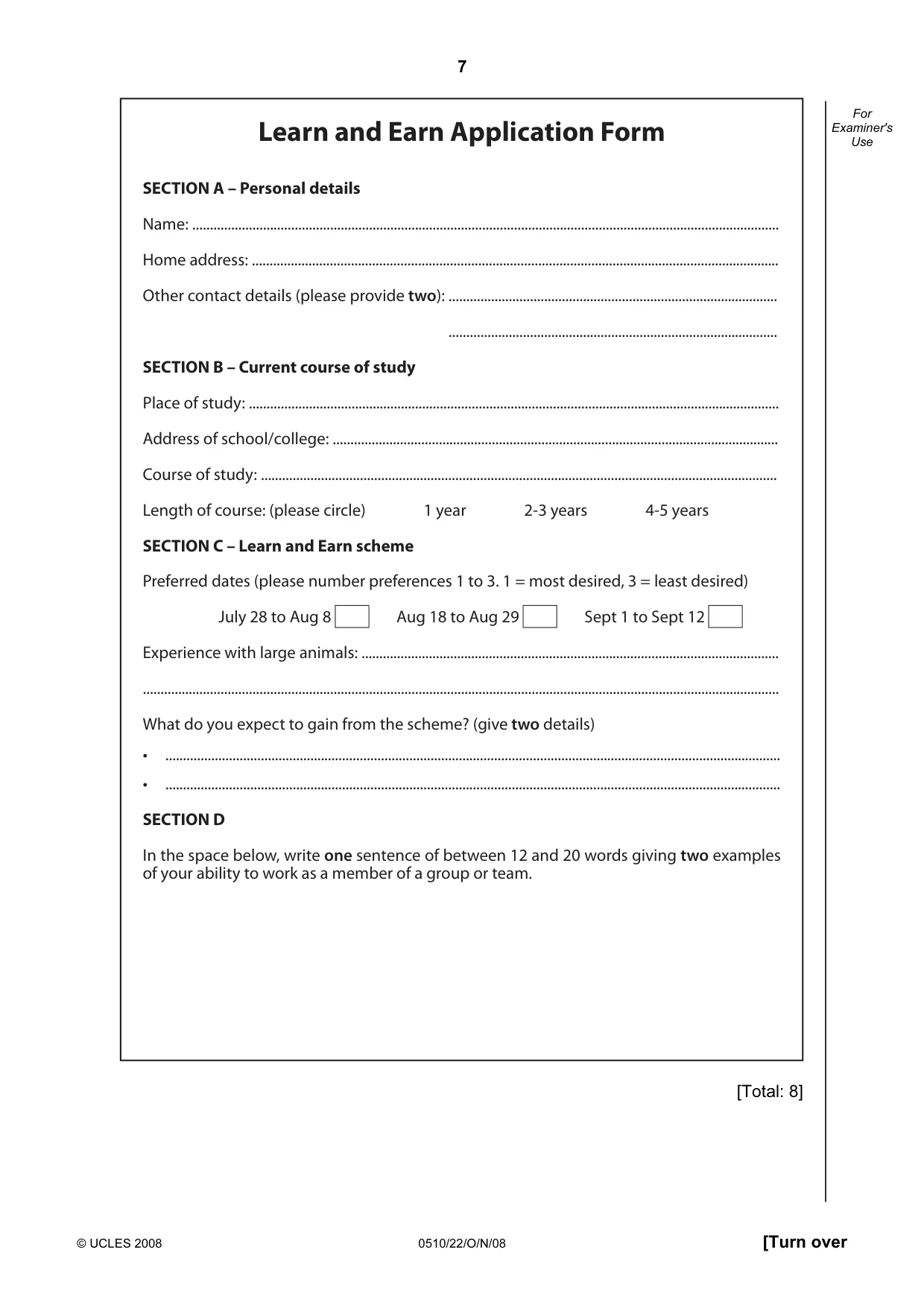 Cambridge IGCSE English - Second Language (oral endorsement) 0510 2008 Oct/Nov Paper 2 · Variant 0 question paper, page 24 of 33