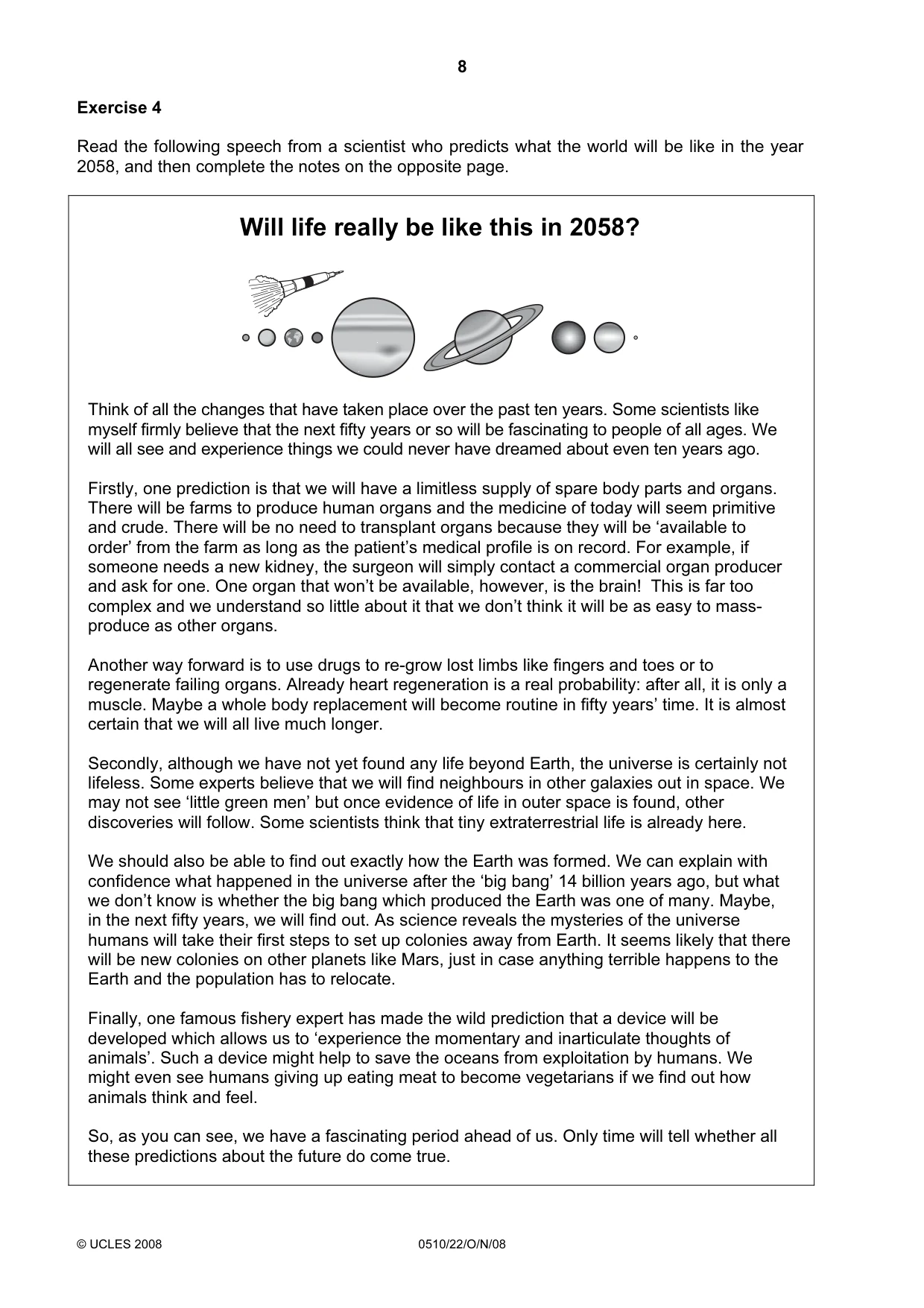 Cambridge IGCSE English - Second Language (oral endorsement) 0510 2008 Oct/Nov Paper 2 · Variant 0 question paper, page 25 of 33