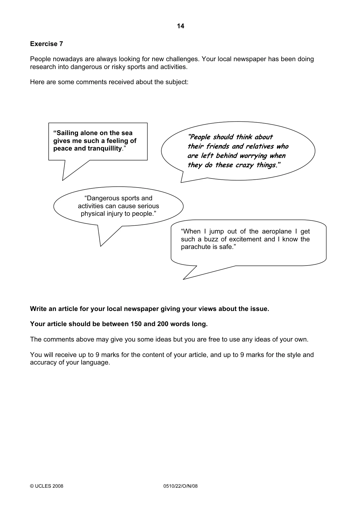 Cambridge IGCSE English - Second Language (oral endorsement) 0510 2008 Oct/Nov Paper 2 · Variant 0 question paper, page 31 of 33