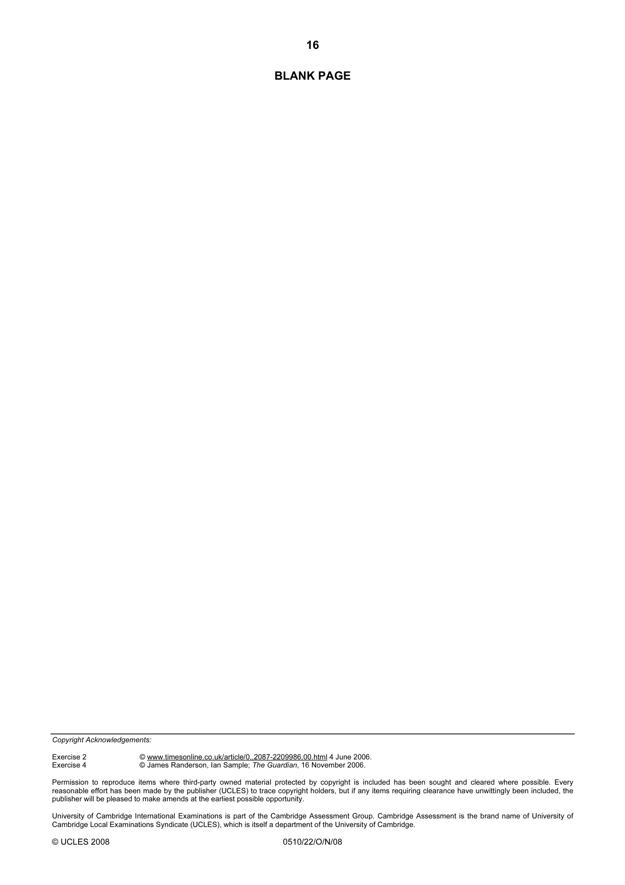 Cambridge IGCSE English - Second Language (oral endorsement) 0510 2008 Oct/Nov Paper 2 · Variant 0 question paper, page 33 of 33