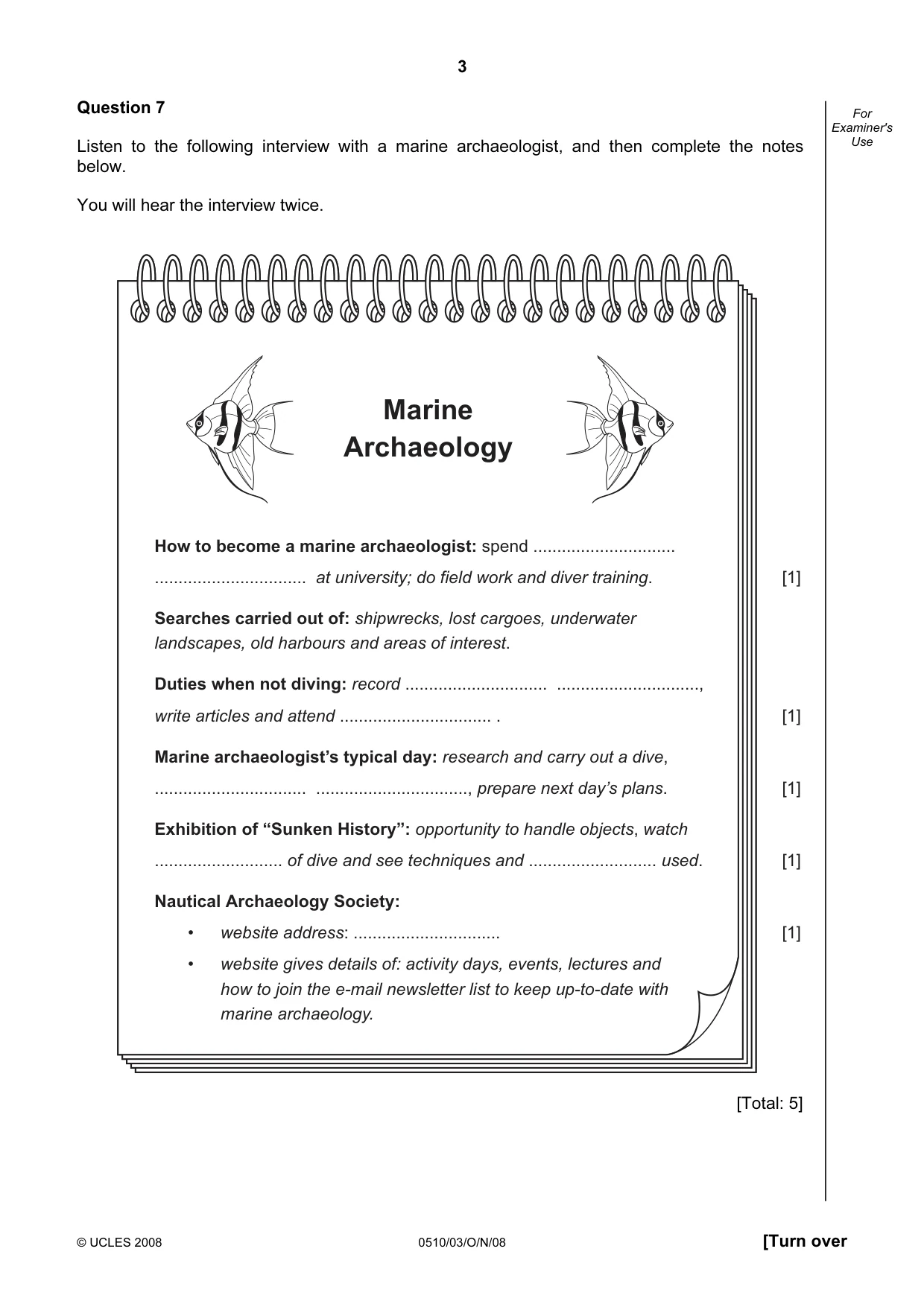 Cambridge IGCSE English - Second Language (oral endorsement) 0510 2008 Oct/Nov Paper 3 · Variant 0 question paper, page 3 of 8