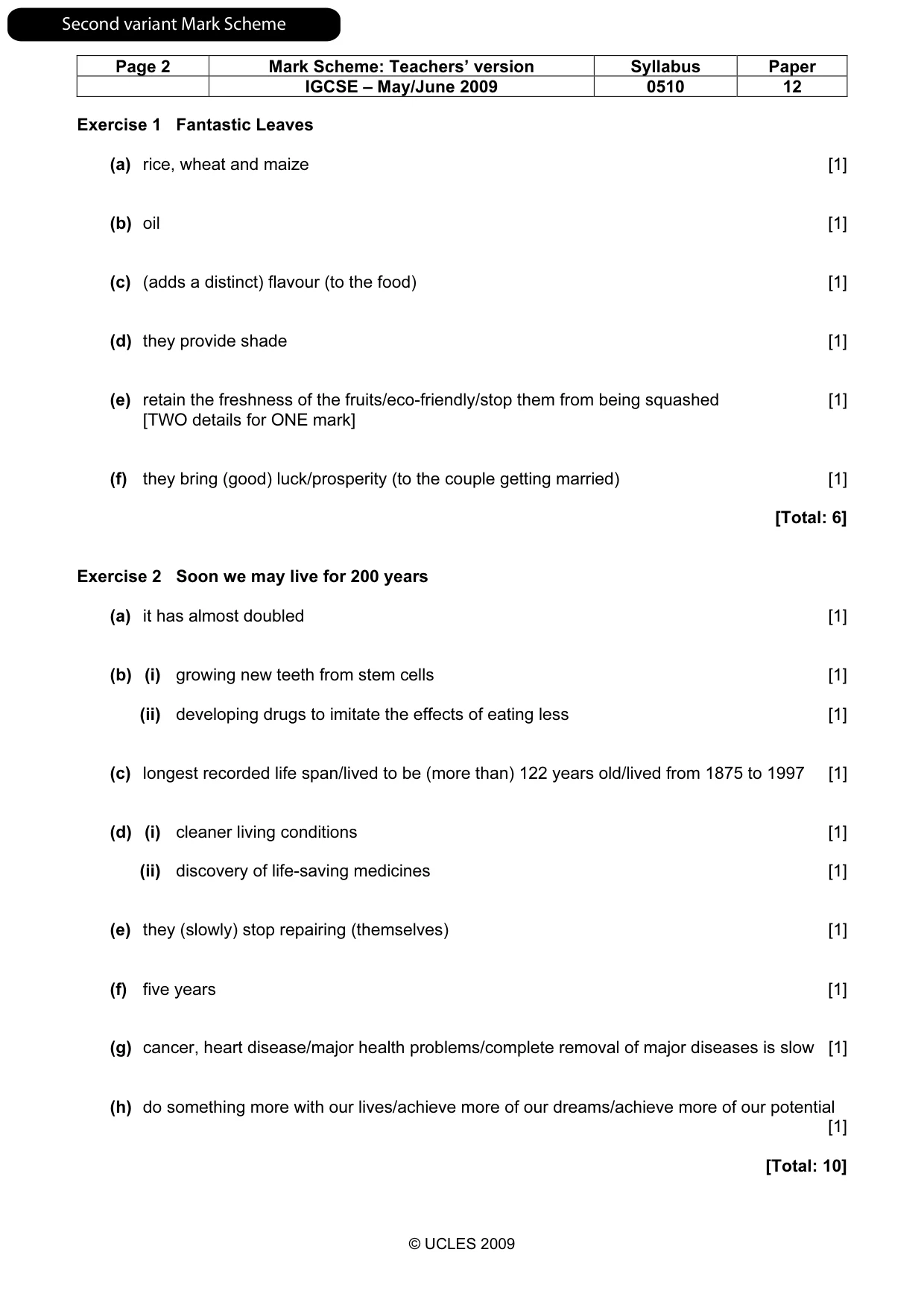 Mark scheme, page 9 of 13