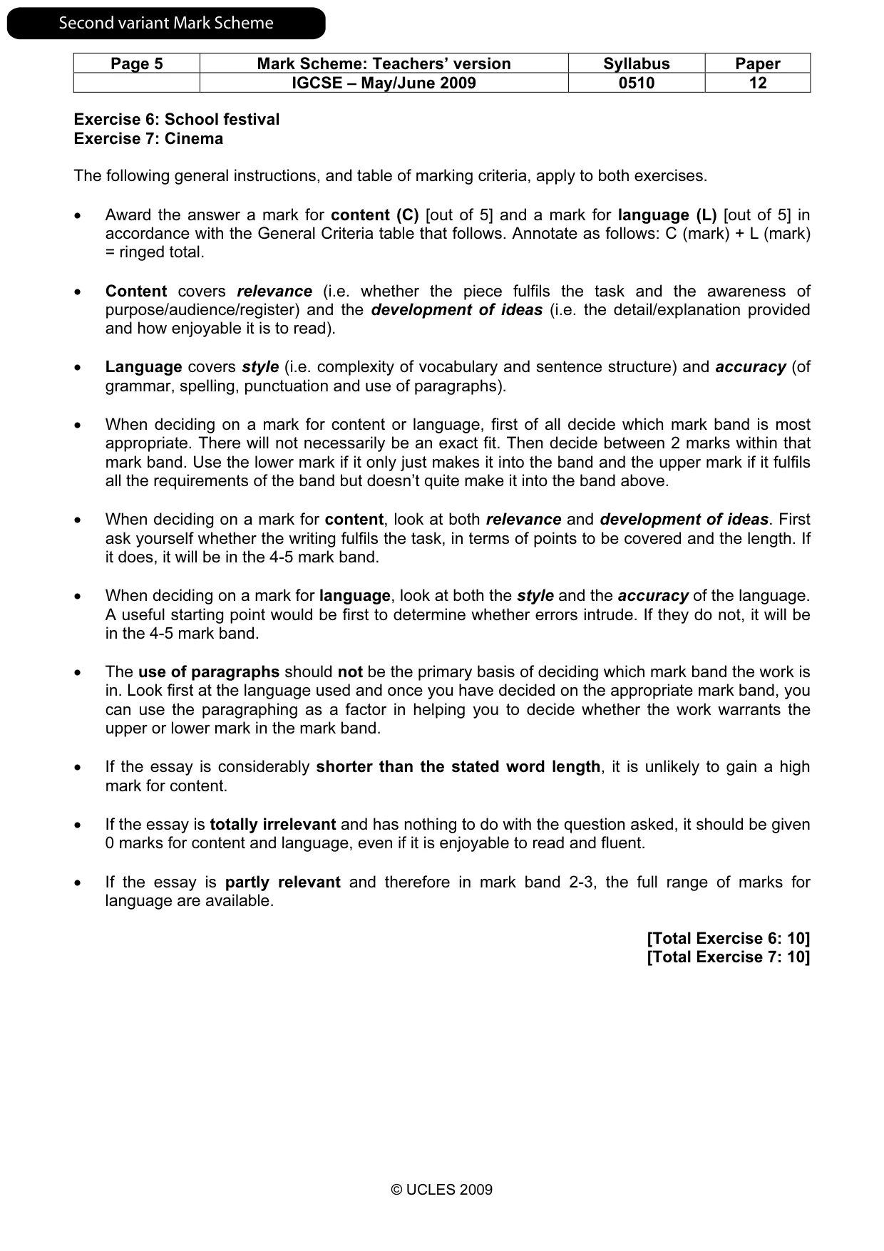 Mark scheme, page 12 of 13