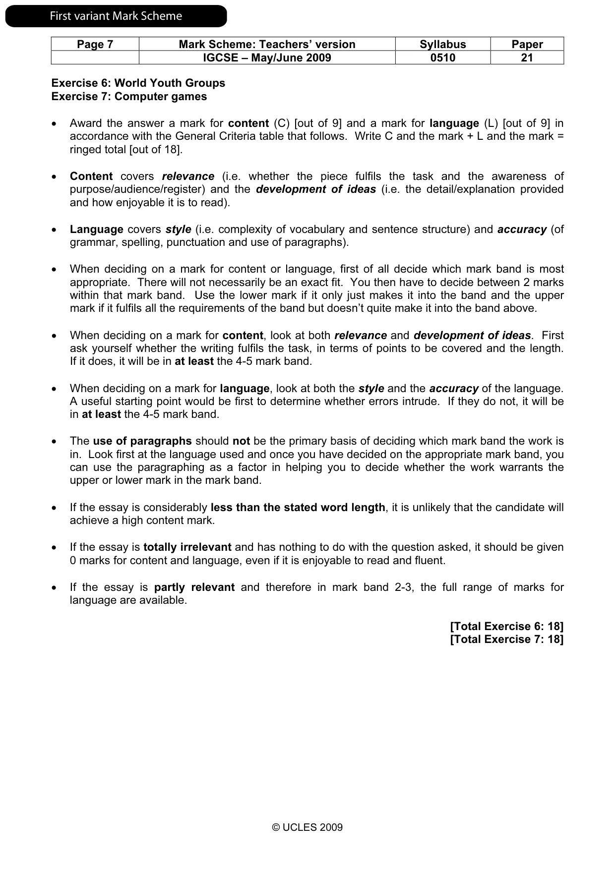Mark scheme, page 8 of 19