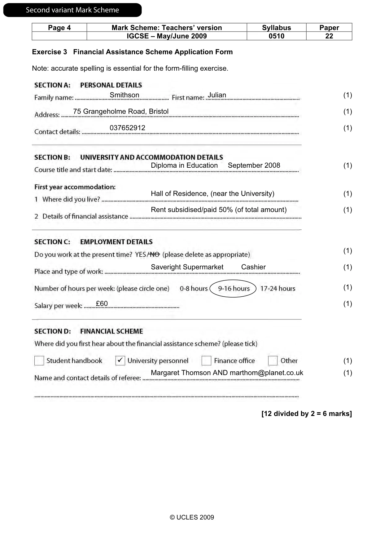 Mark scheme, page 14 of 19
