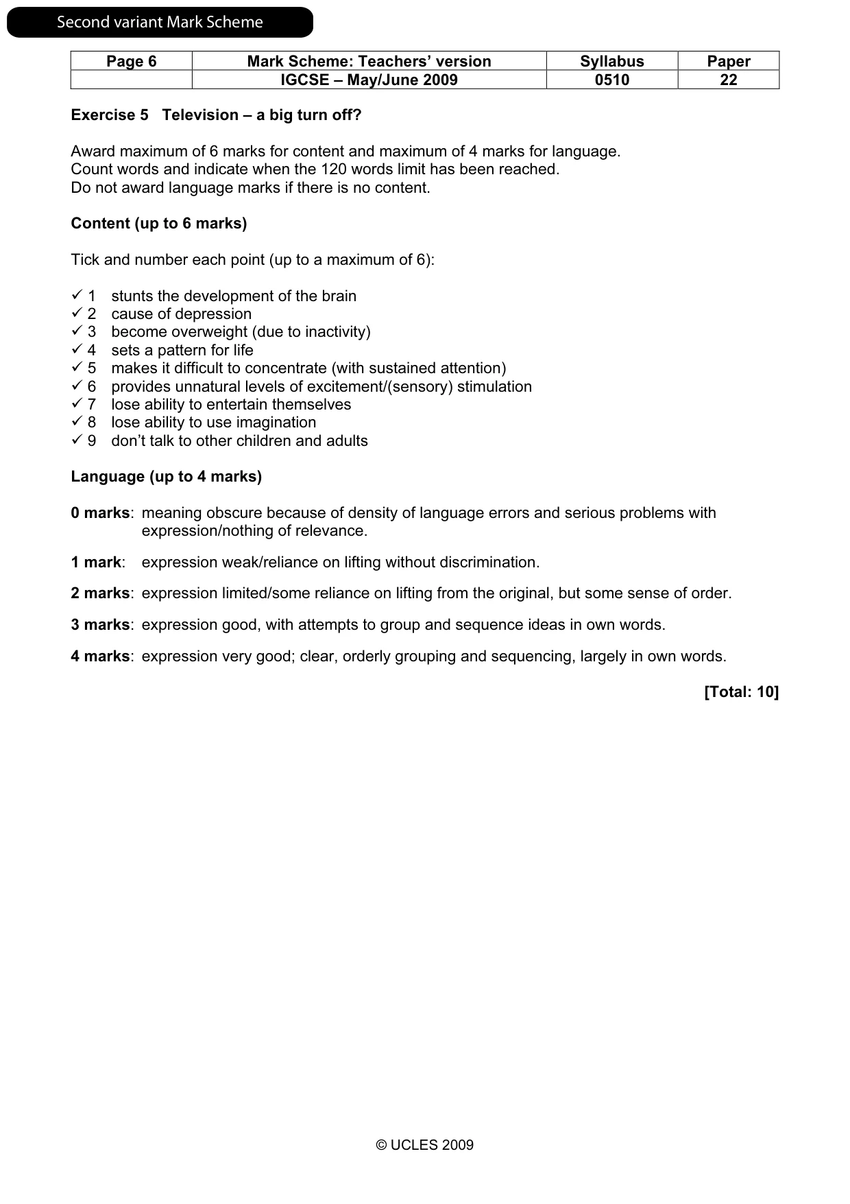Mark scheme, page 16 of 19