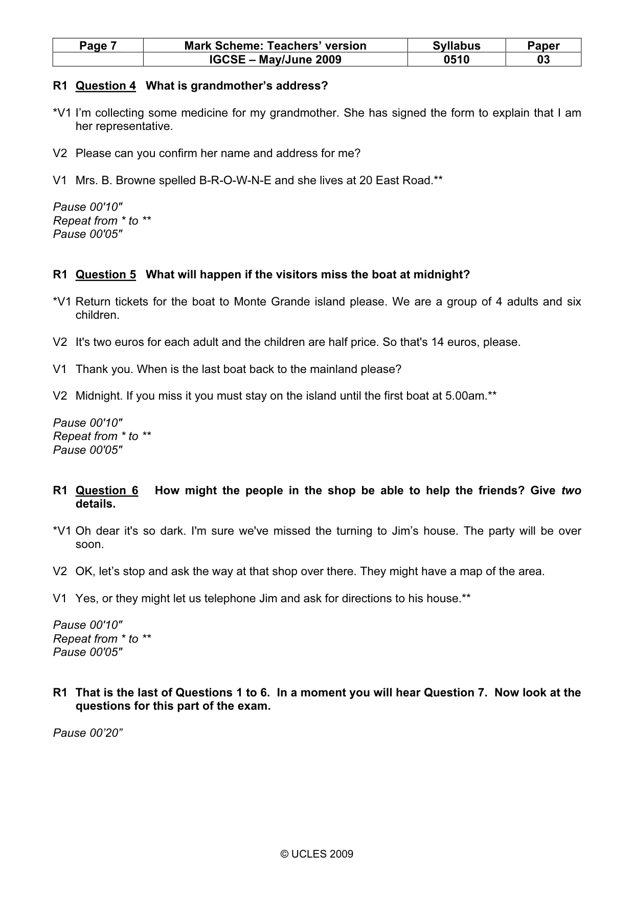Mark scheme, page 7 of 13