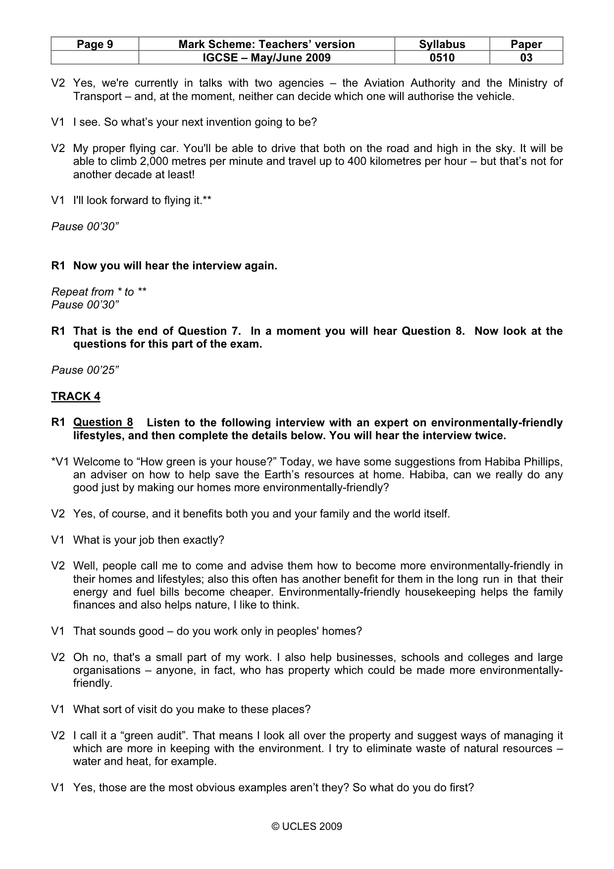 Mark scheme, page 9 of 13