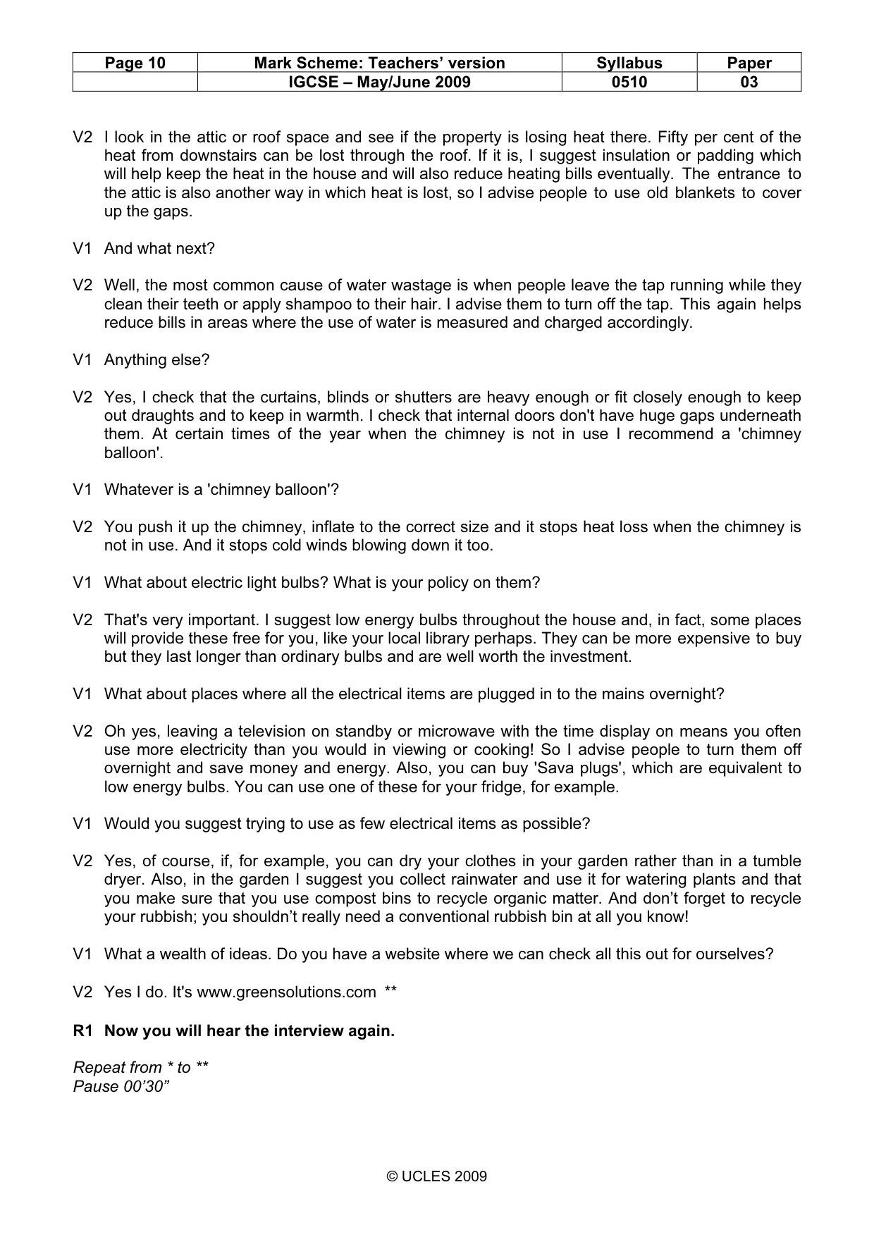 Mark scheme, page 10 of 13