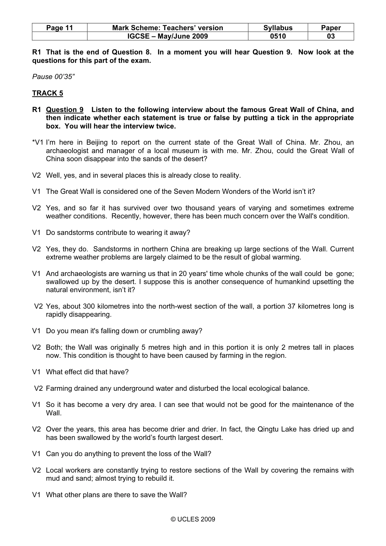 Mark scheme, page 11 of 13
