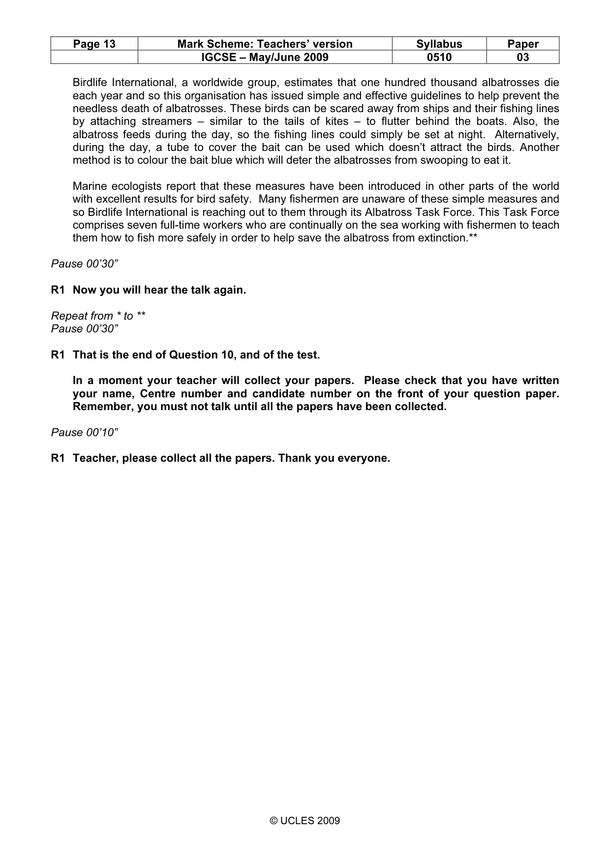 Mark scheme, page 13 of 13