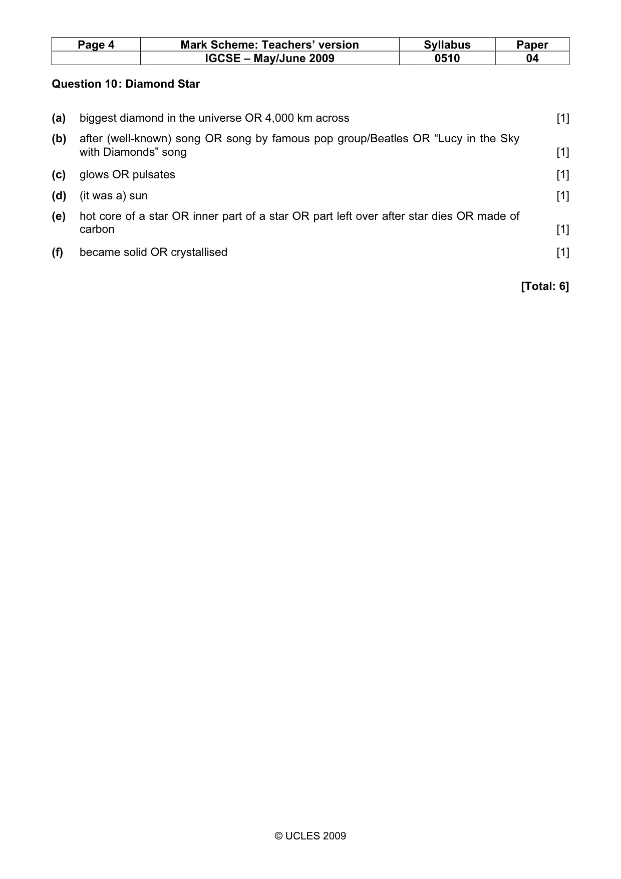 Mark scheme, page 4 of 13