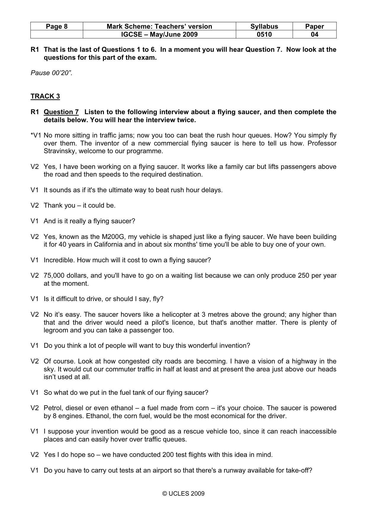 Mark scheme, page 8 of 13