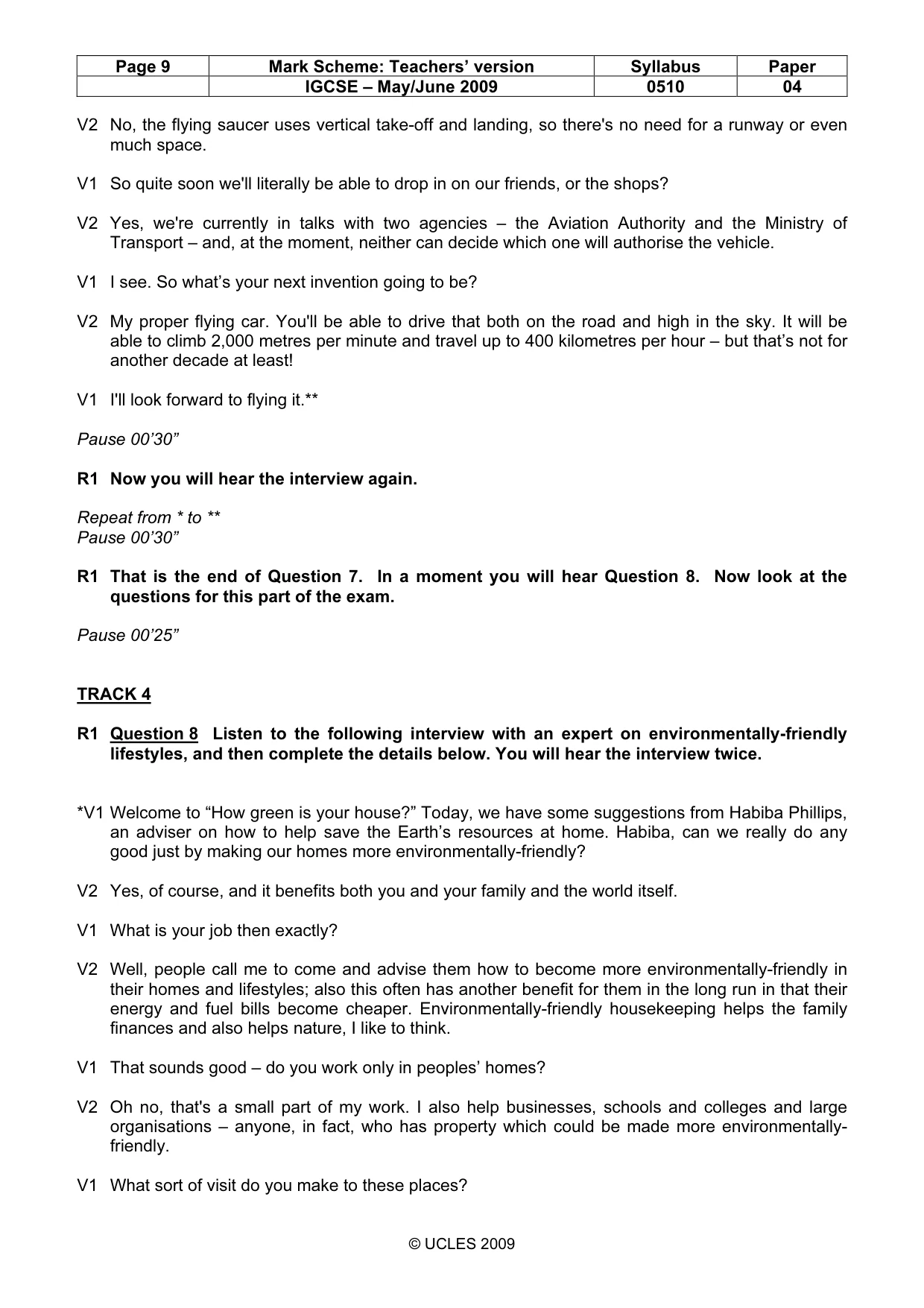 Mark scheme, page 9 of 13