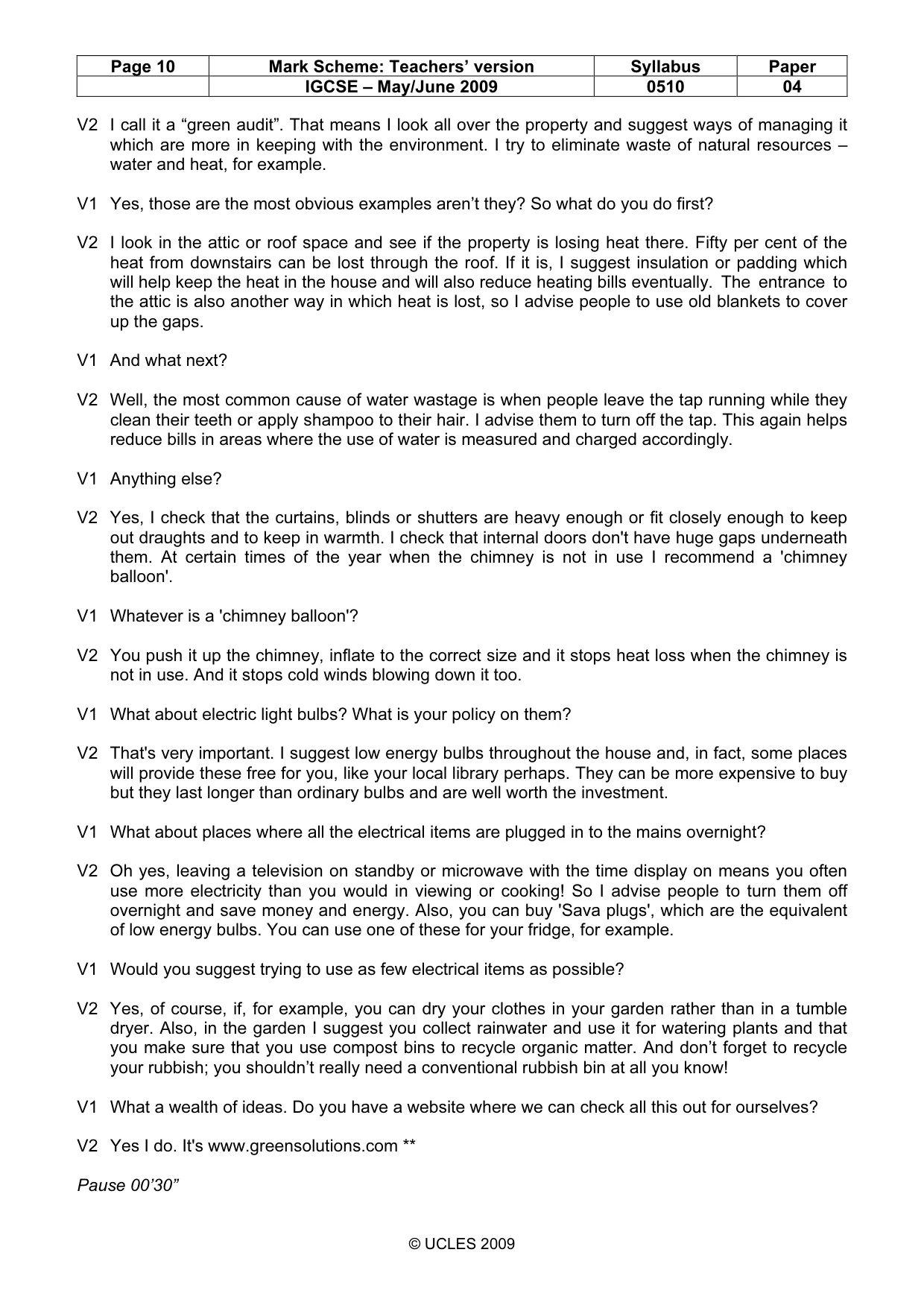 Mark scheme, page 10 of 13