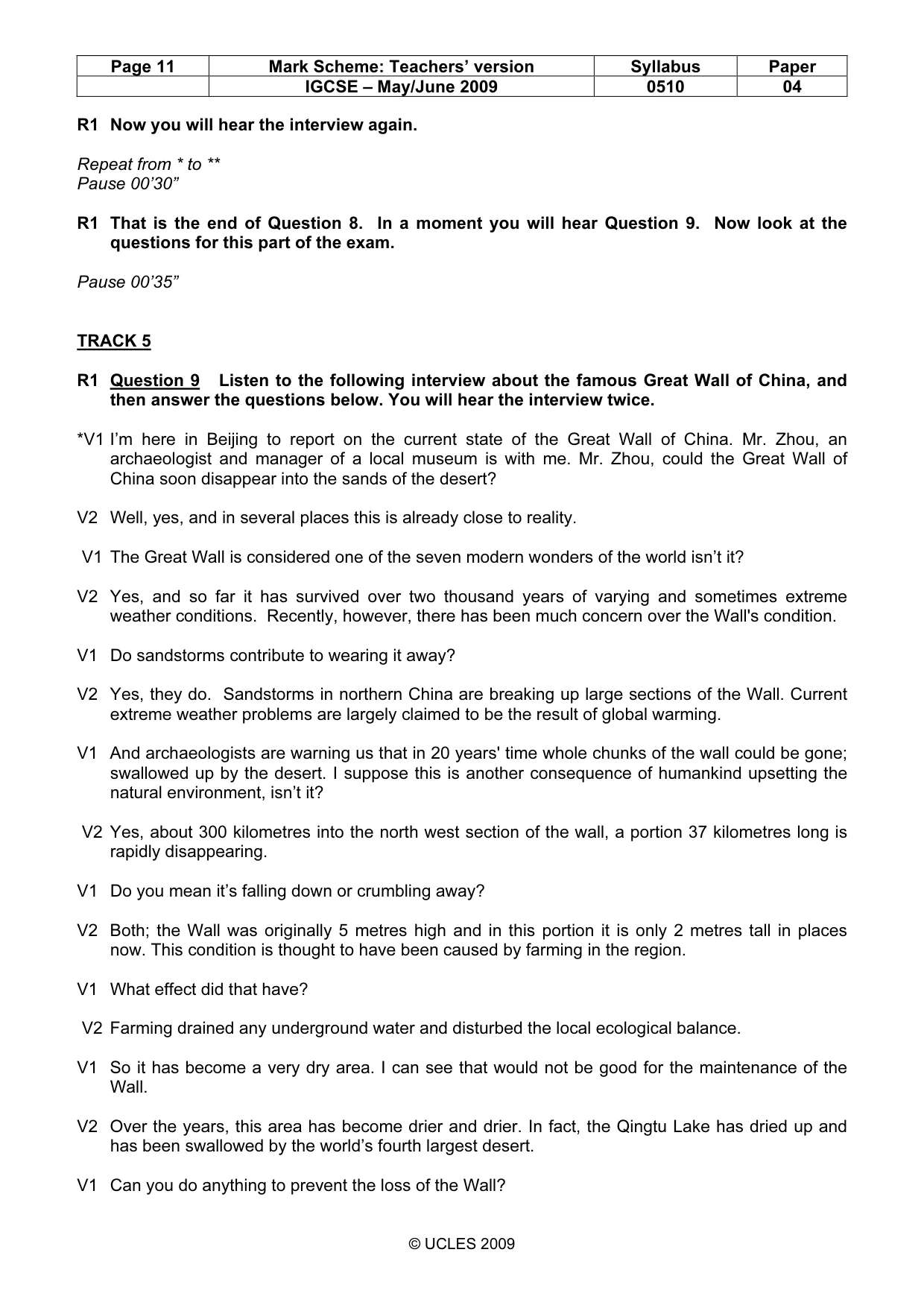 Mark scheme, page 11 of 13