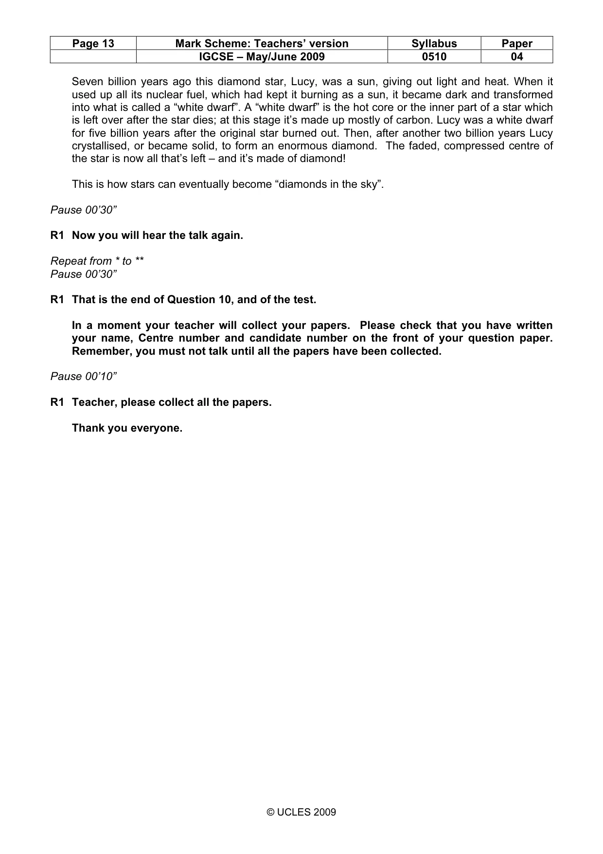 Mark scheme, page 13 of 13