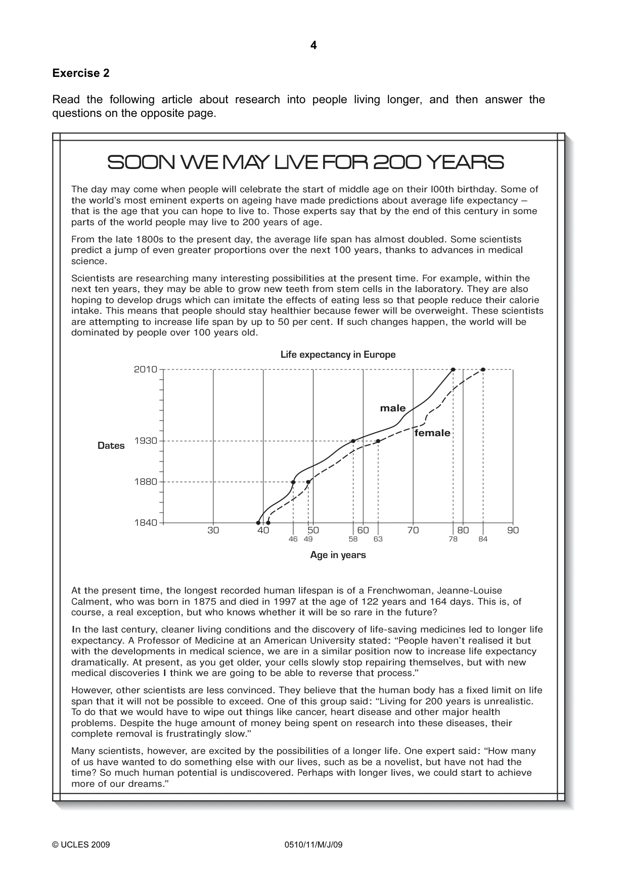 Cambridge IGCSE English - Second Language (oral endorsement) 0510 2009 May/June Paper 1 · Variant 1 question paper, page 5 of 33