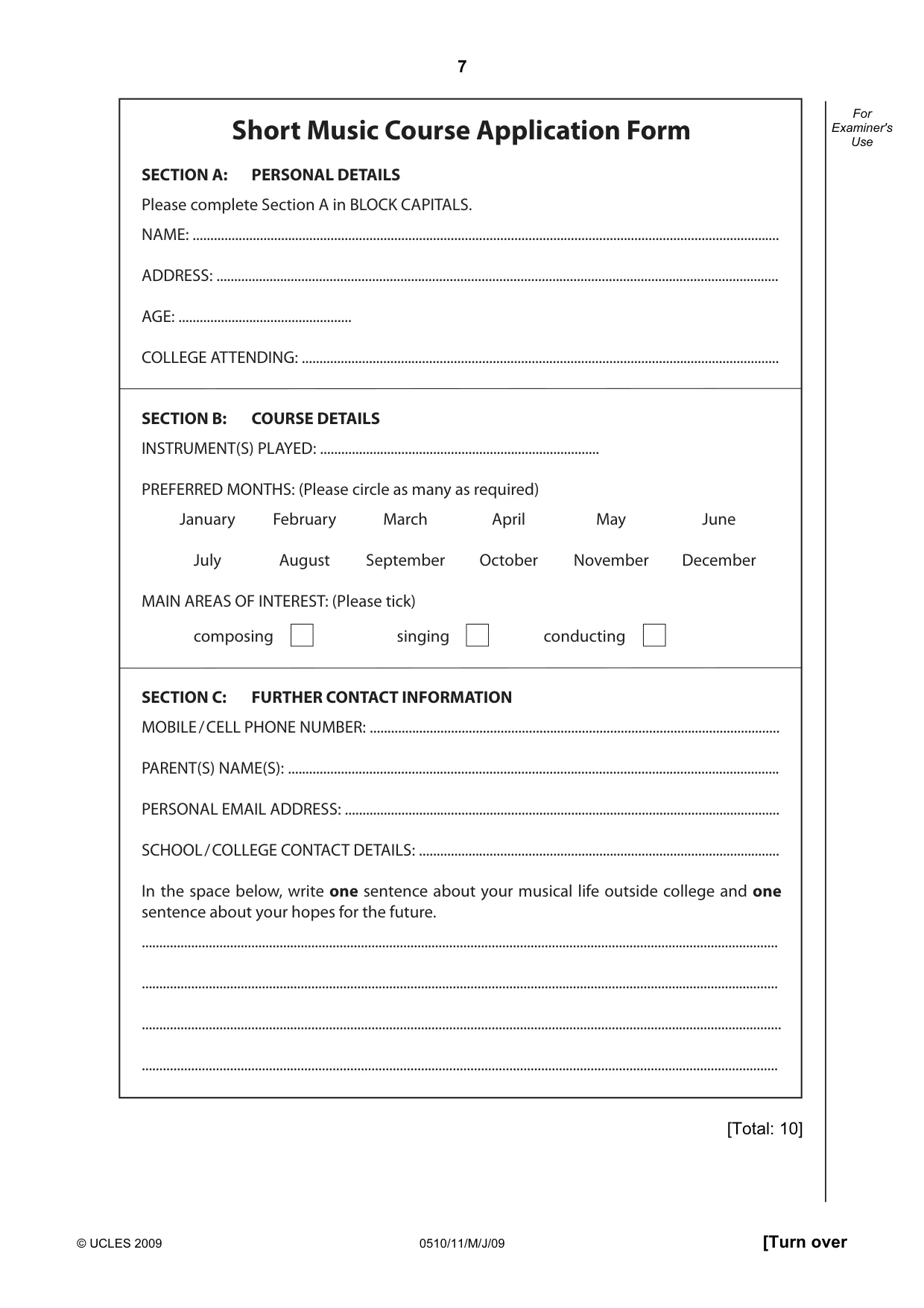 Cambridge IGCSE English - Second Language (oral endorsement) 0510 2009 May/June Paper 1 · Variant 1 question paper, page 8 of 33