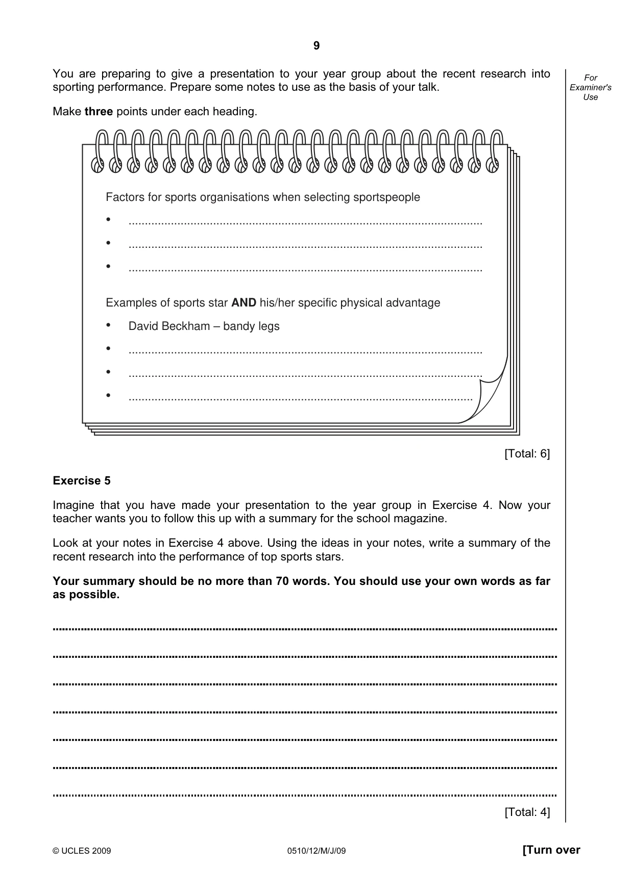 Cambridge IGCSE English - Second Language (oral endorsement) 0510 2009 May/June Paper 1 · Variant 1 question paper, page 26 of 33