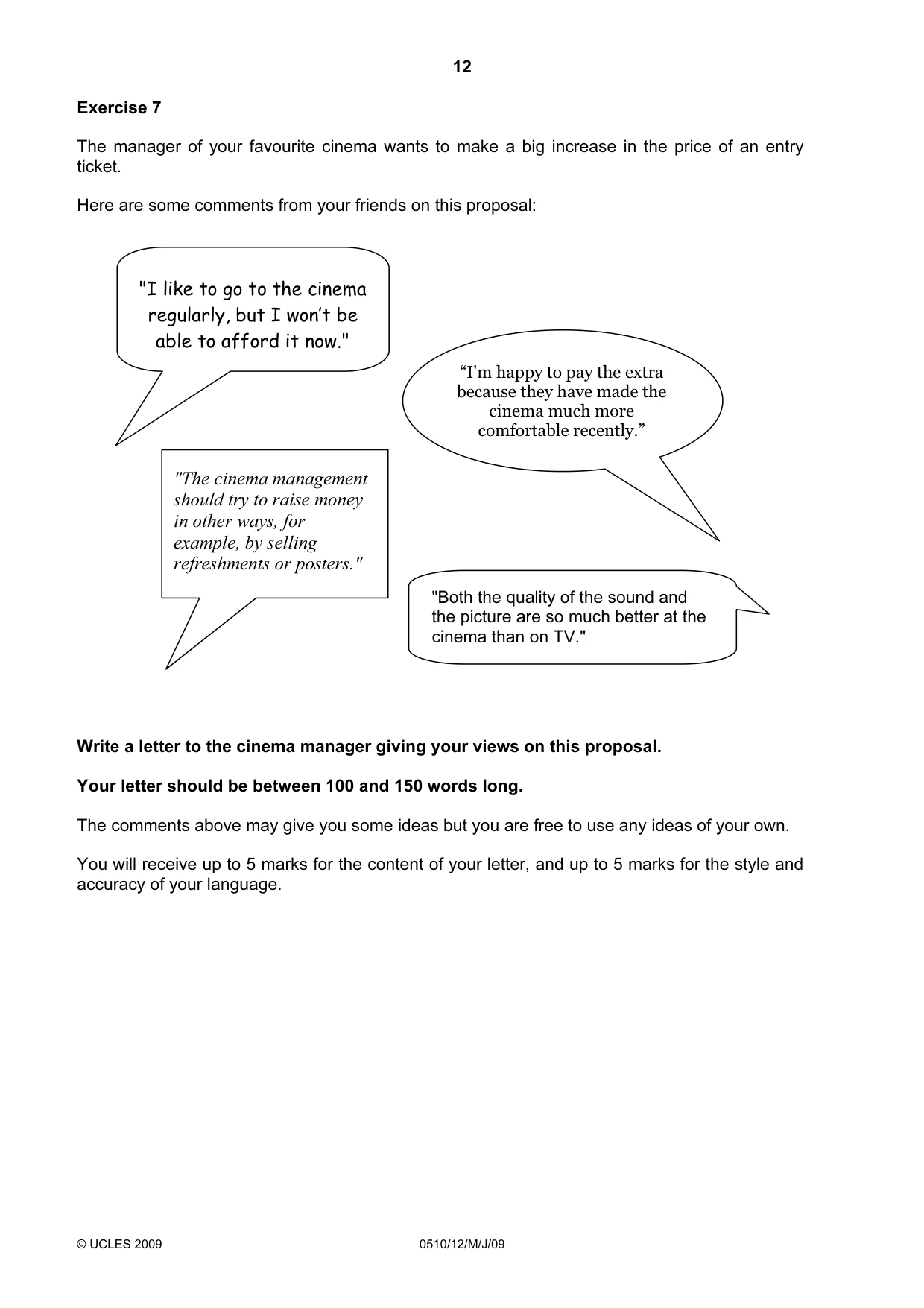 Cambridge IGCSE English - Second Language (oral endorsement) 0510 2009 May/June Paper 1 · Variant 1 question paper, page 29 of 33