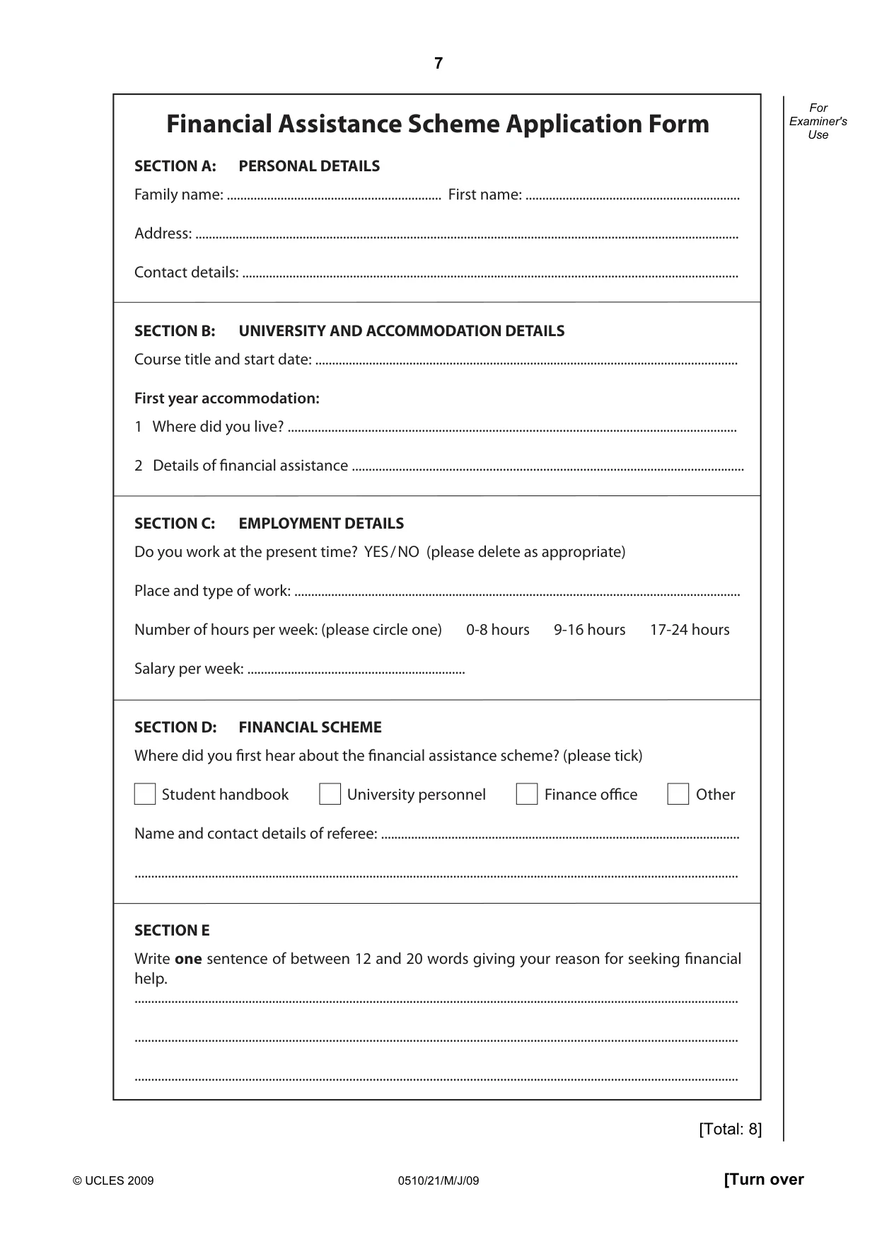 Cambridge IGCSE English - Second Language (oral endorsement) 0510 2009 May/June Paper 2 · Variant 1 question paper, page 8 of 33