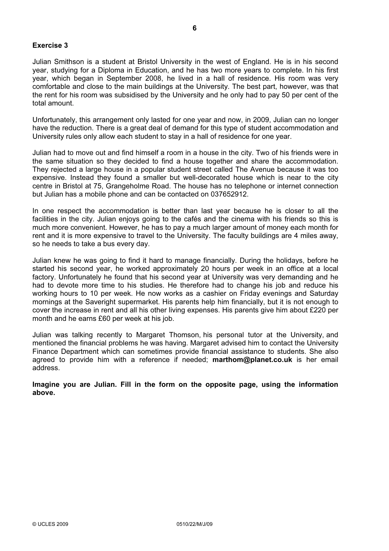 Cambridge IGCSE English - Second Language (oral endorsement) 0510 2009 May/June Paper 2 · Variant 1 question paper, page 23 of 33