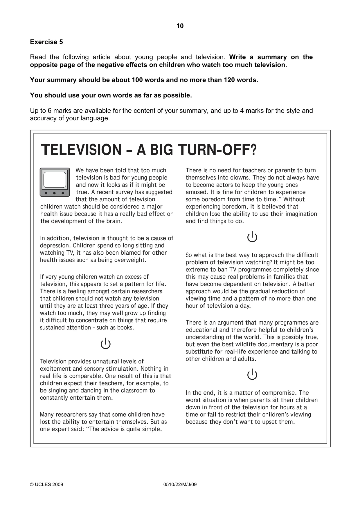 Cambridge IGCSE English - Second Language (oral endorsement) 0510 2009 May/June Paper 2 · Variant 1 question paper, page 27 of 33