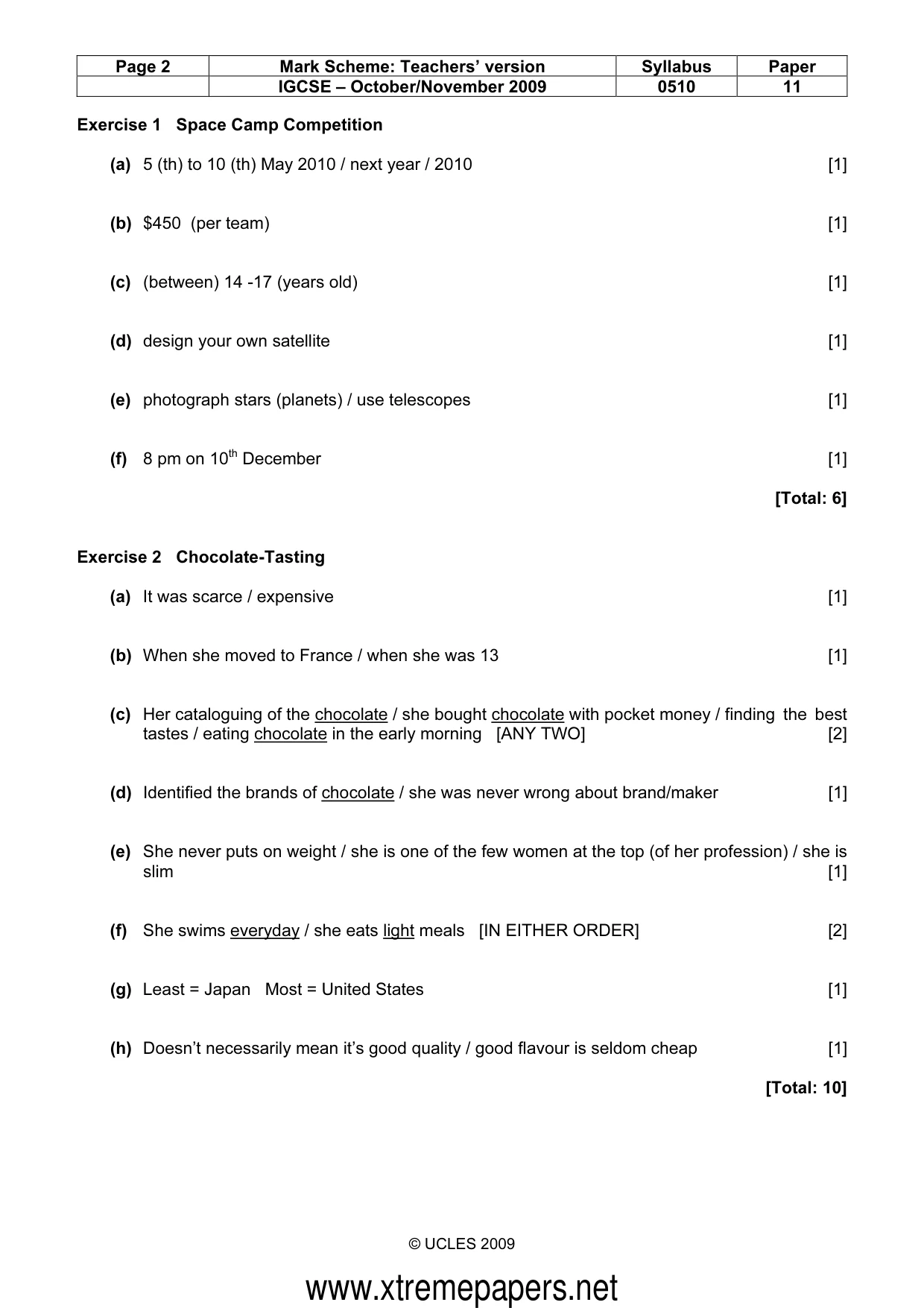 Mark scheme, page 2 of 7