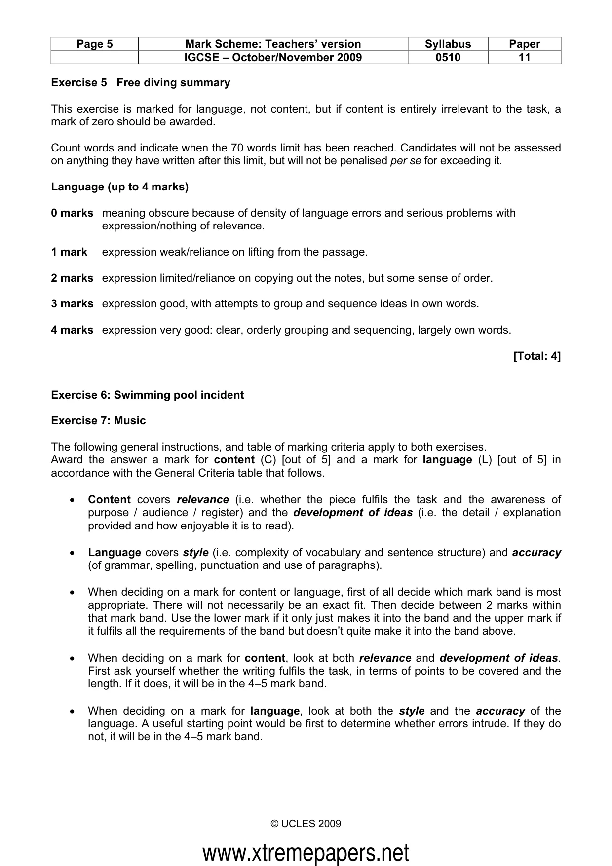 Mark scheme, page 5 of 7