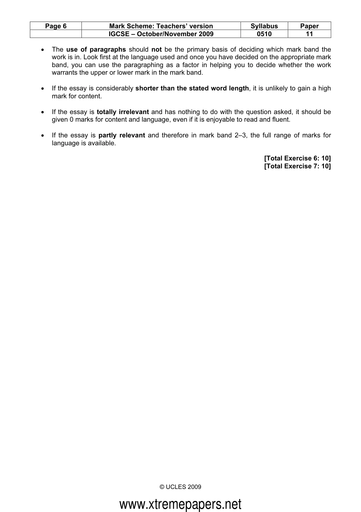 Mark scheme, page 6 of 7