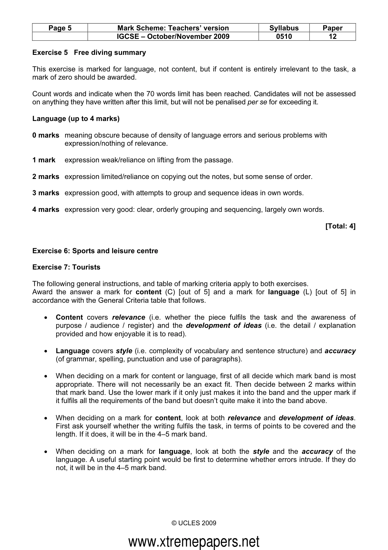 Mark scheme, page 5 of 7