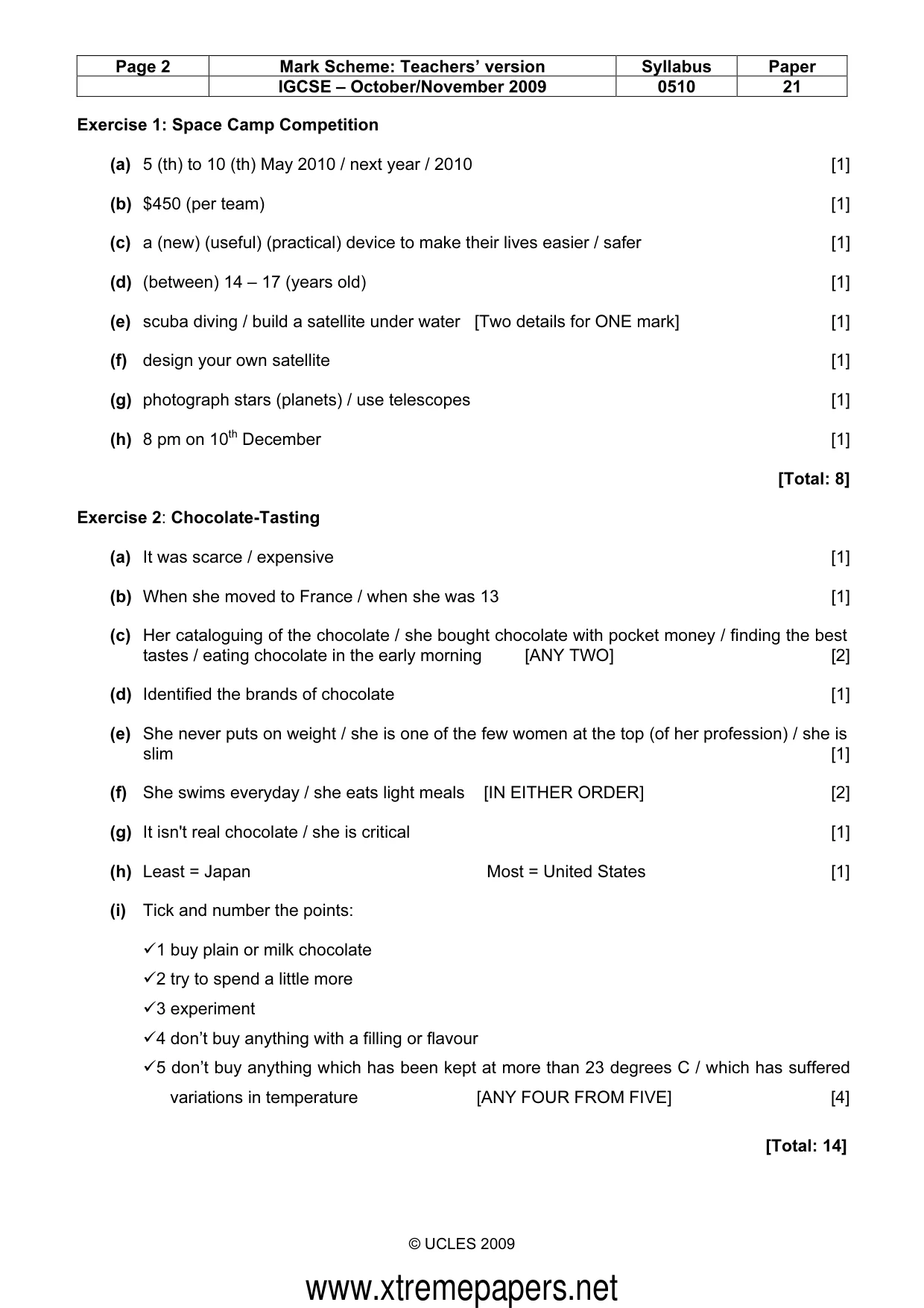 Mark scheme, page 2 of 8
