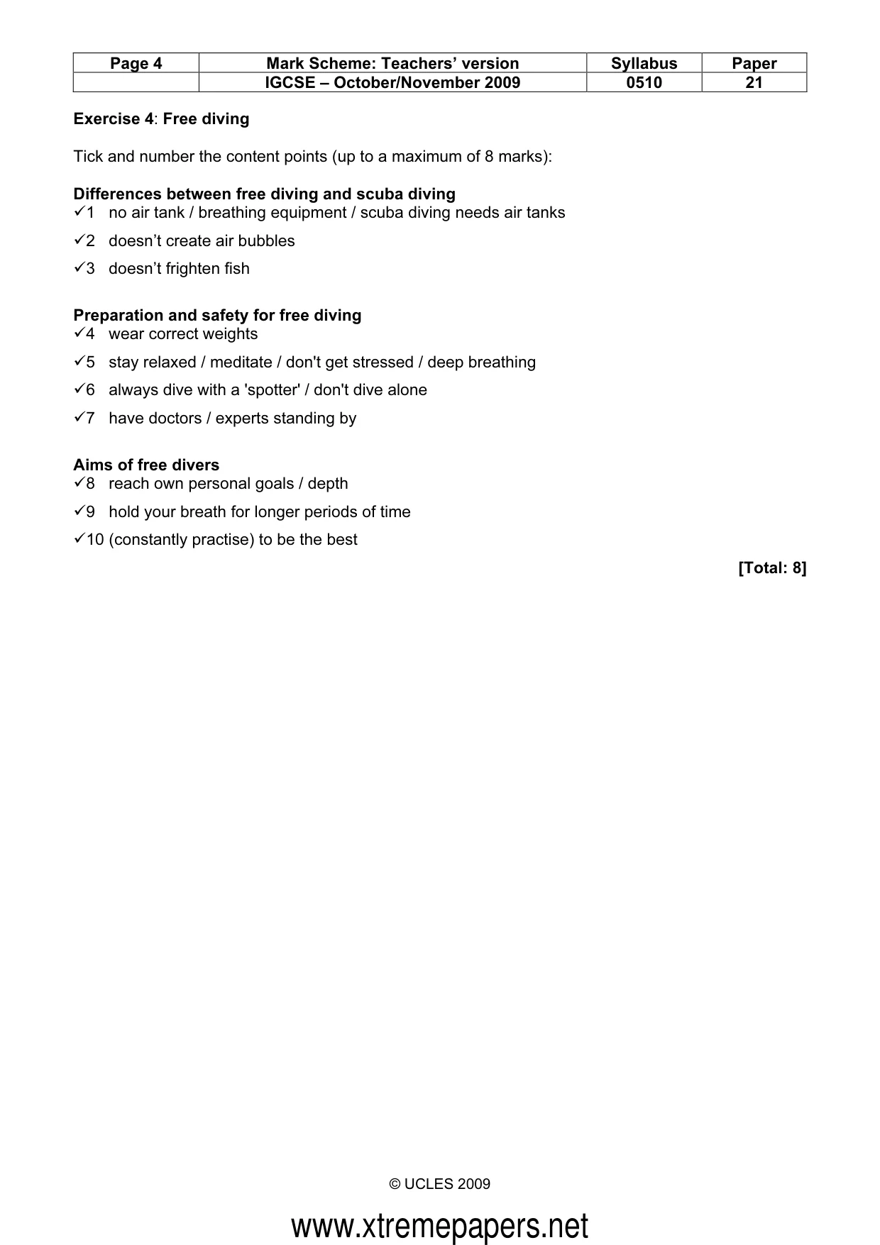 Mark scheme, page 4 of 8