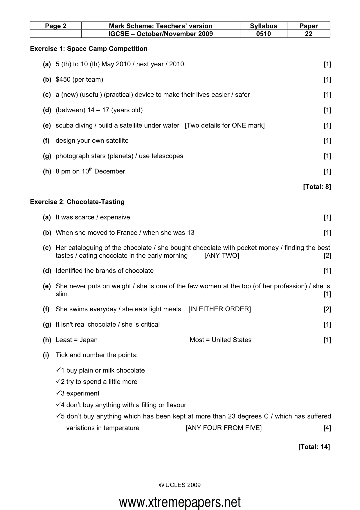 Mark scheme, page 2 of 8