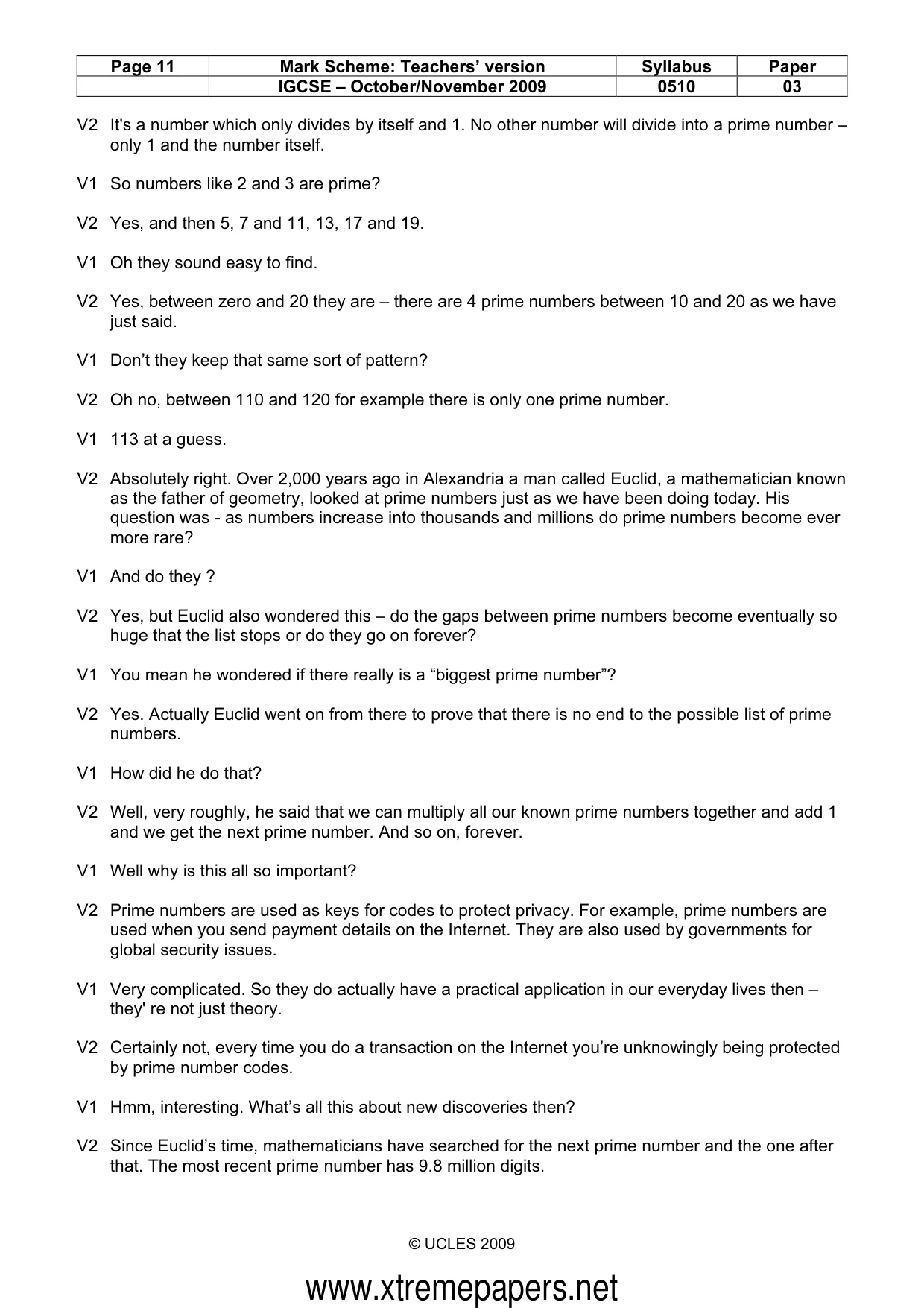 Mark scheme, page 11 of 13