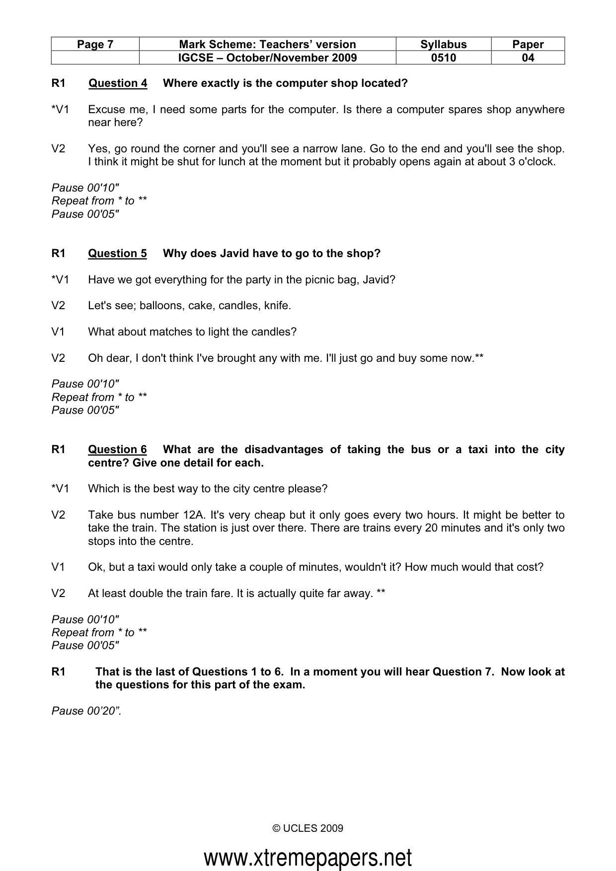 Mark scheme, page 7 of 13