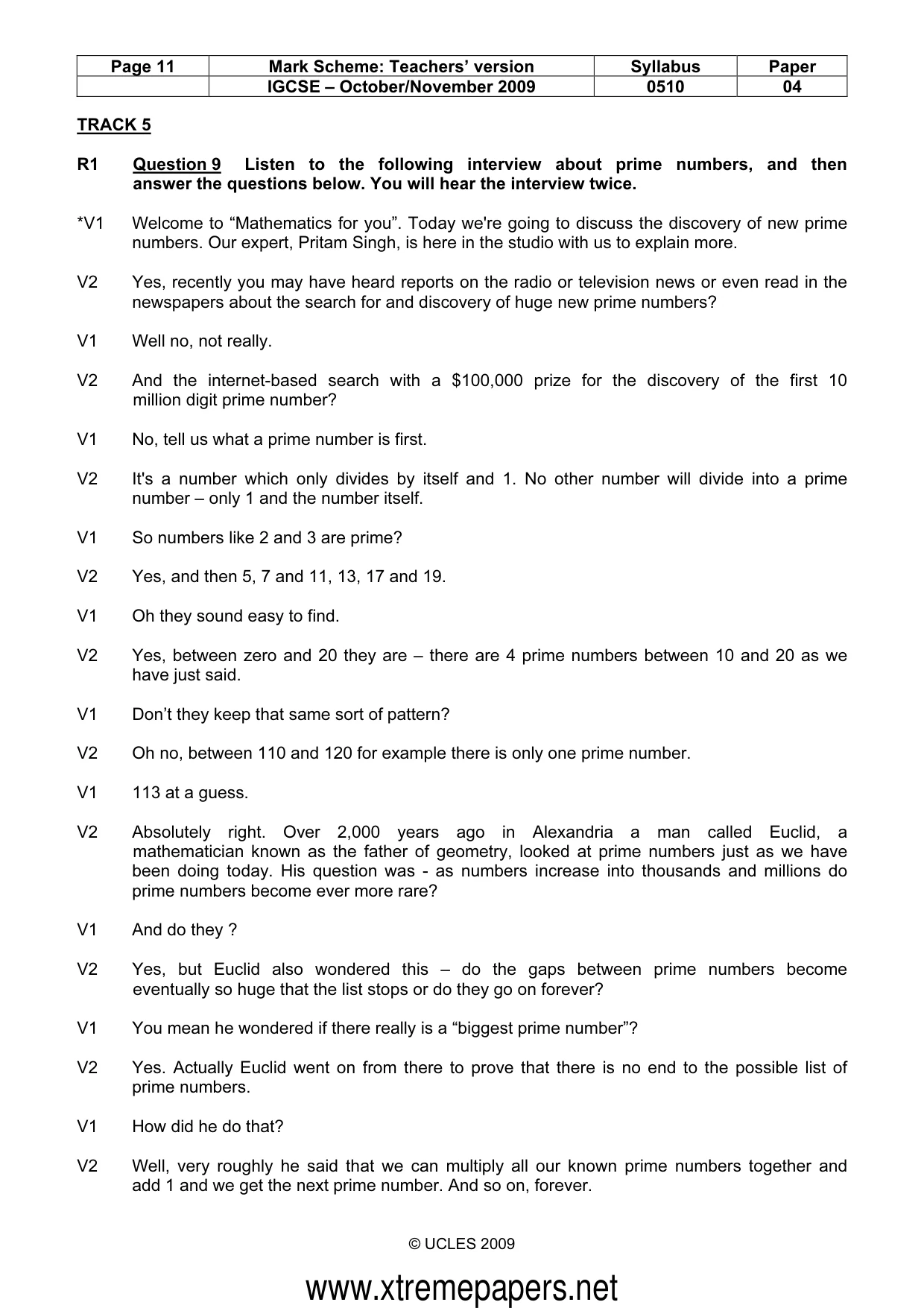 Mark scheme, page 11 of 13