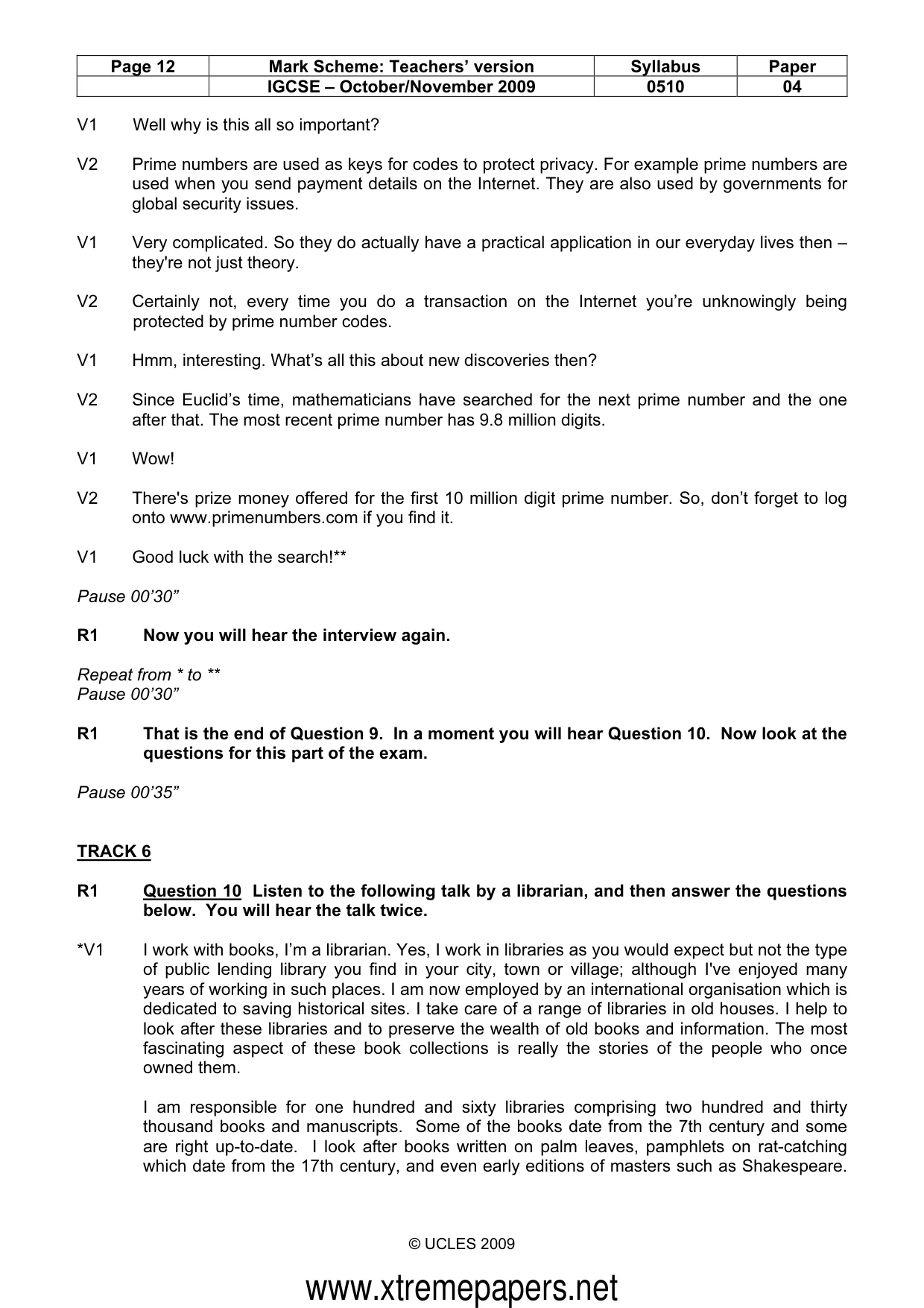 Mark scheme, page 12 of 13