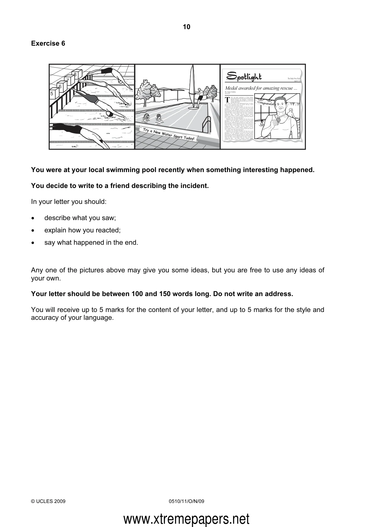 Cambridge IGCSE English - Second Language (oral endorsement) 0510 2009 Oct/Nov Paper 1 · Variant 1 question paper, page 10 of 16