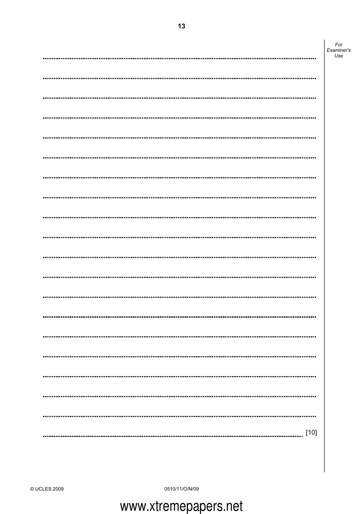 Cambridge IGCSE English - Second Language (oral endorsement) 0510 2009 Oct/Nov Paper 1 · Variant 1 question paper, page 13 of 16