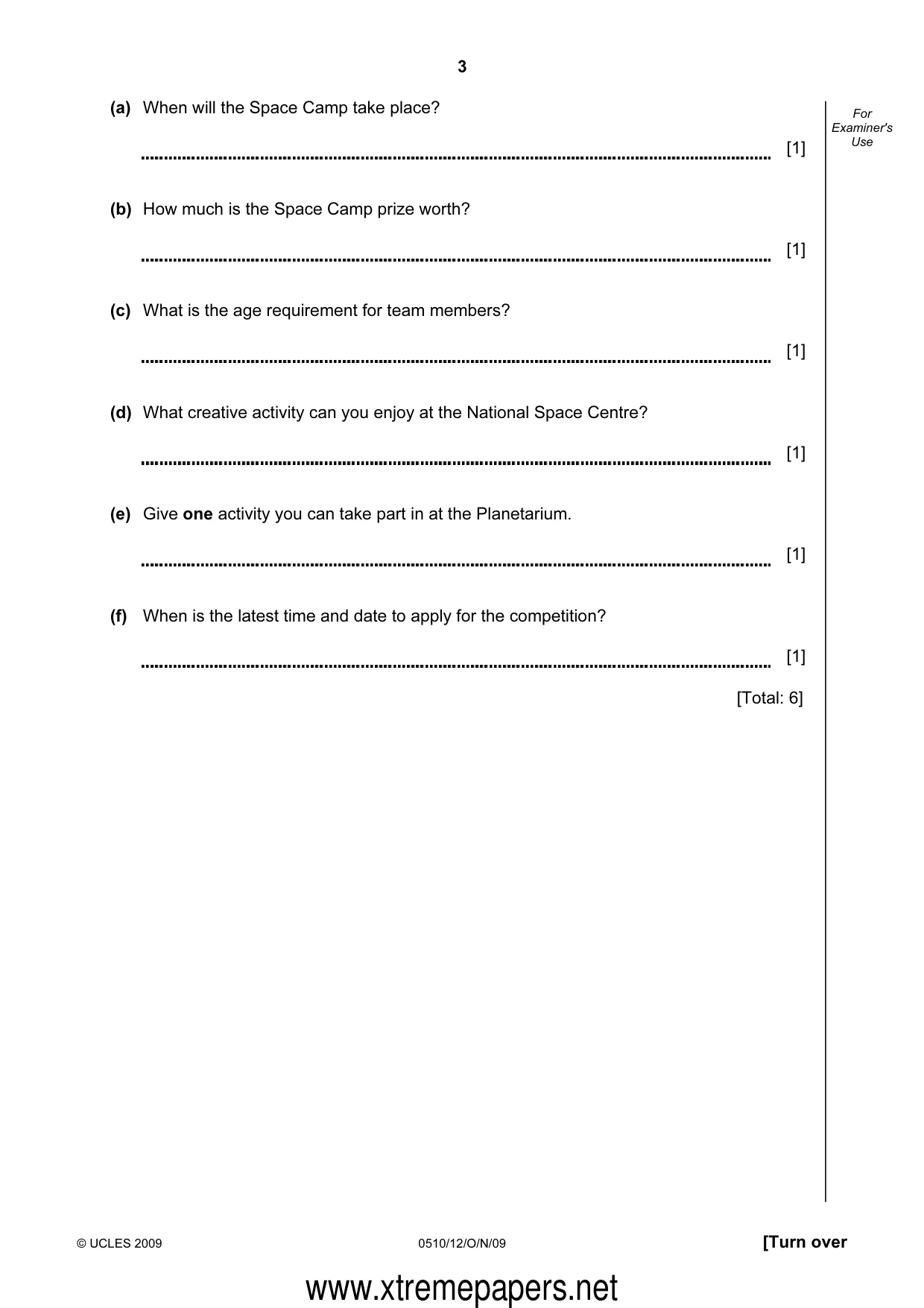 Cambridge IGCSE English - Second Language (oral endorsement) 0510 2009 Oct/Nov Paper 1 · Variant 2 question paper, page 3 of 16