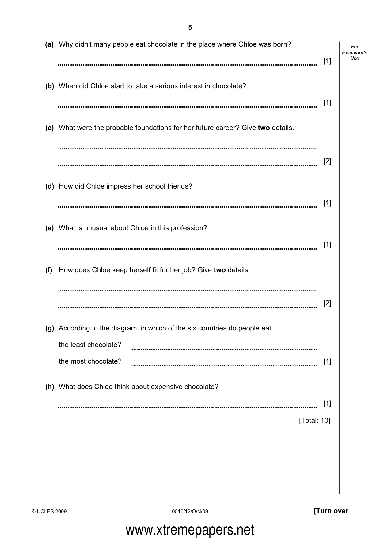 Cambridge IGCSE English - Second Language (oral endorsement) 0510 2009 Oct/Nov Paper 1 · Variant 2 question paper, page 5 of 16
