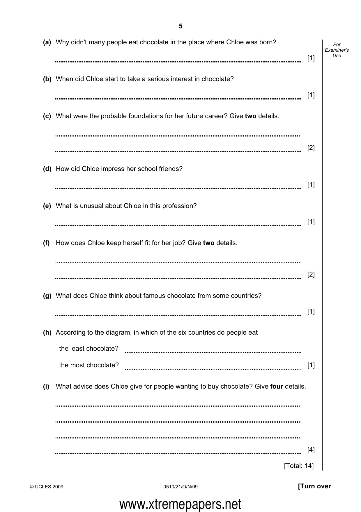 Cambridge IGCSE English - Second Language (oral endorsement) 0510 2009 Oct/Nov Paper 2 · Variant 1 question paper, page 5 of 16