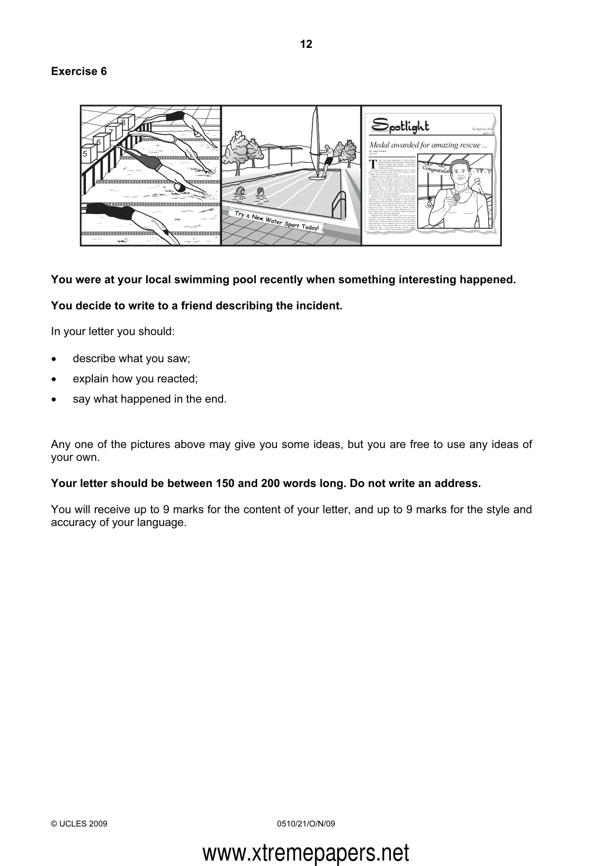 Cambridge IGCSE English - Second Language (oral endorsement) 0510 2009 Oct/Nov Paper 2 · Variant 1 question paper, page 12 of 16