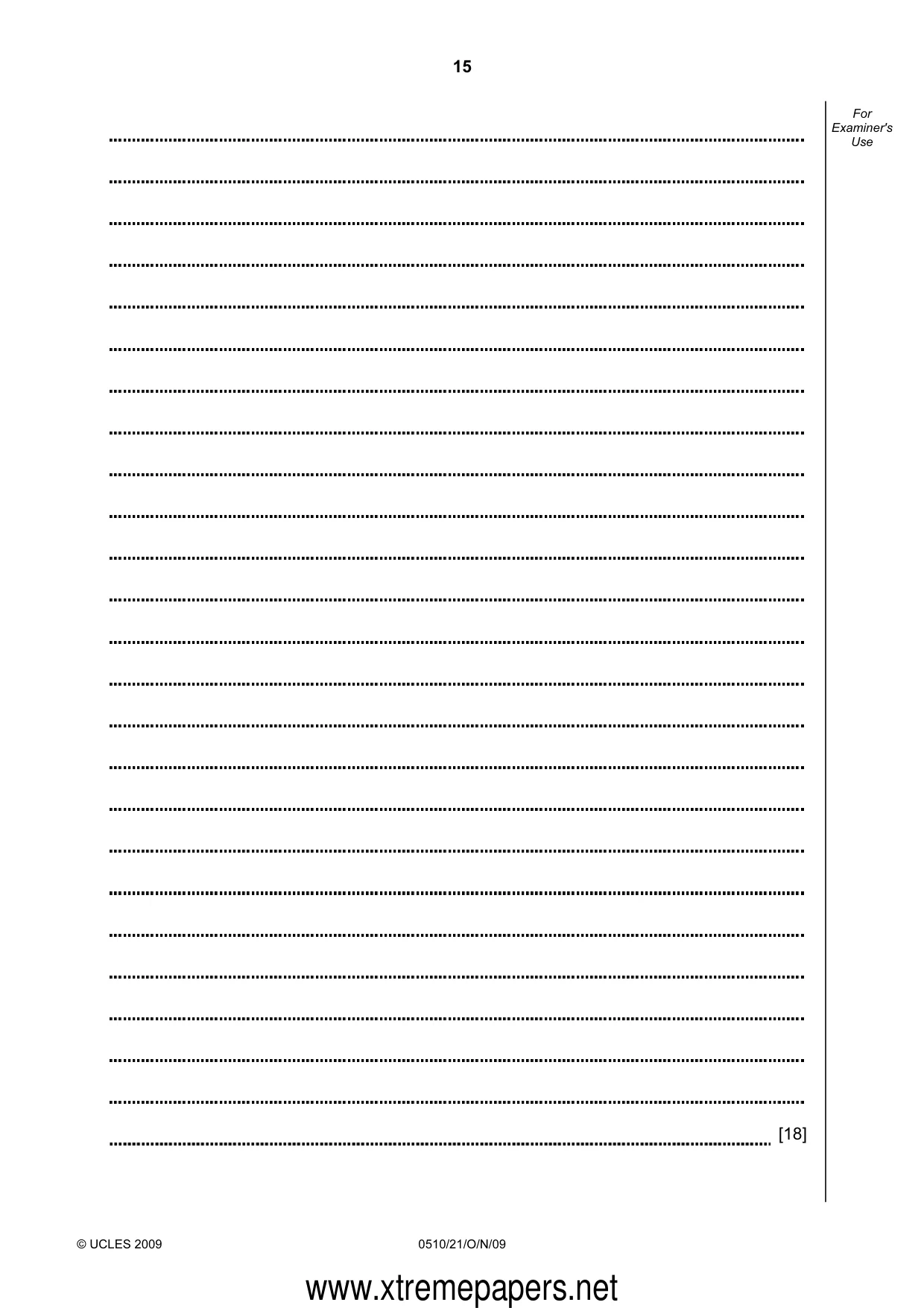 Cambridge IGCSE English - Second Language (oral endorsement) 0510 2009 Oct/Nov Paper 2 · Variant 1 question paper, page 15 of 16