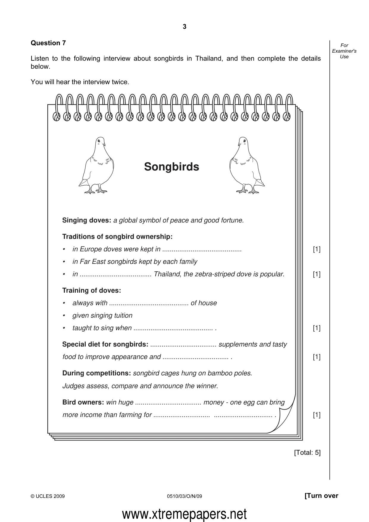 Cambridge IGCSE English - Second Language (oral endorsement) 0510 2009 Oct/Nov Paper 3 · Variant 1 question paper, page 3 of 8