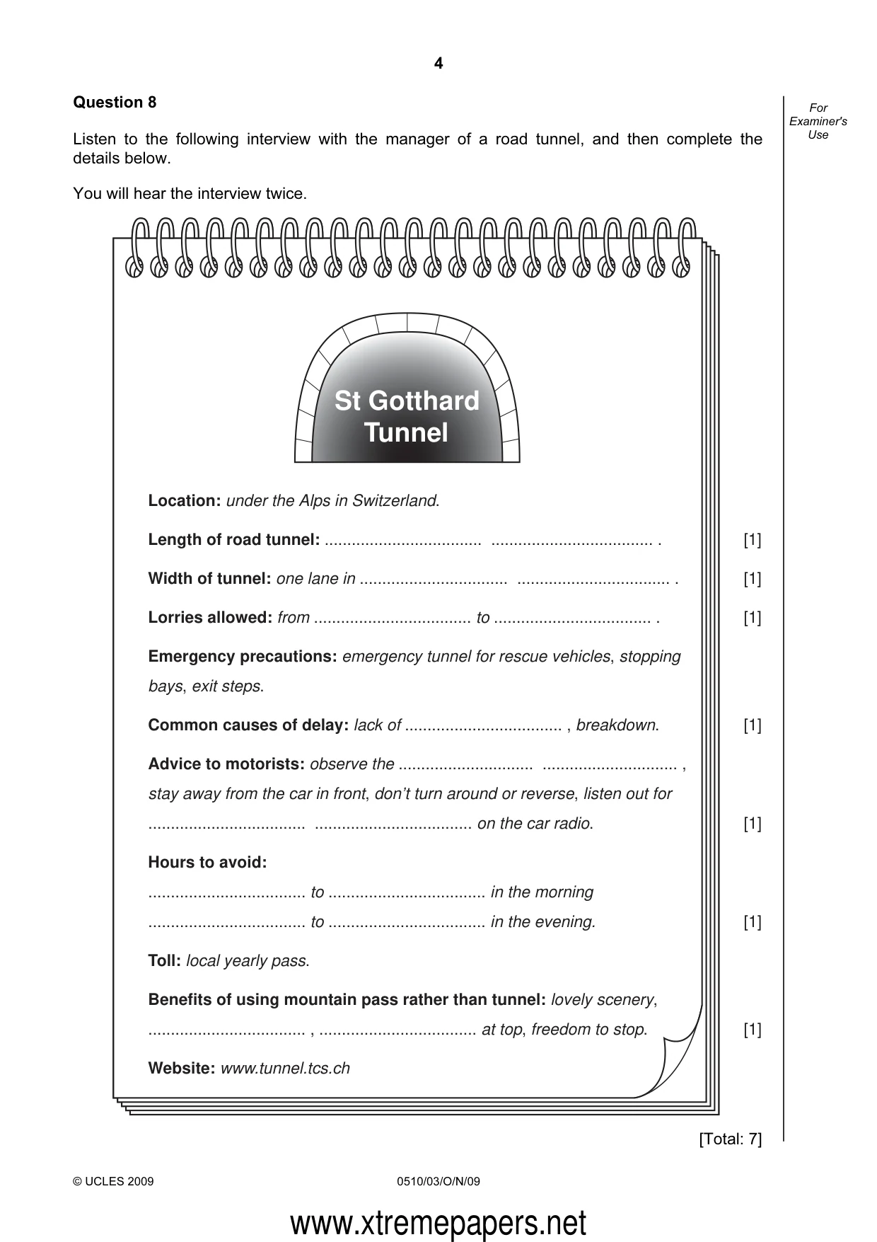 Cambridge IGCSE English - Second Language (oral endorsement) 0510 2009 Oct/Nov Paper 3 · Variant 1 question paper, page 4 of 8