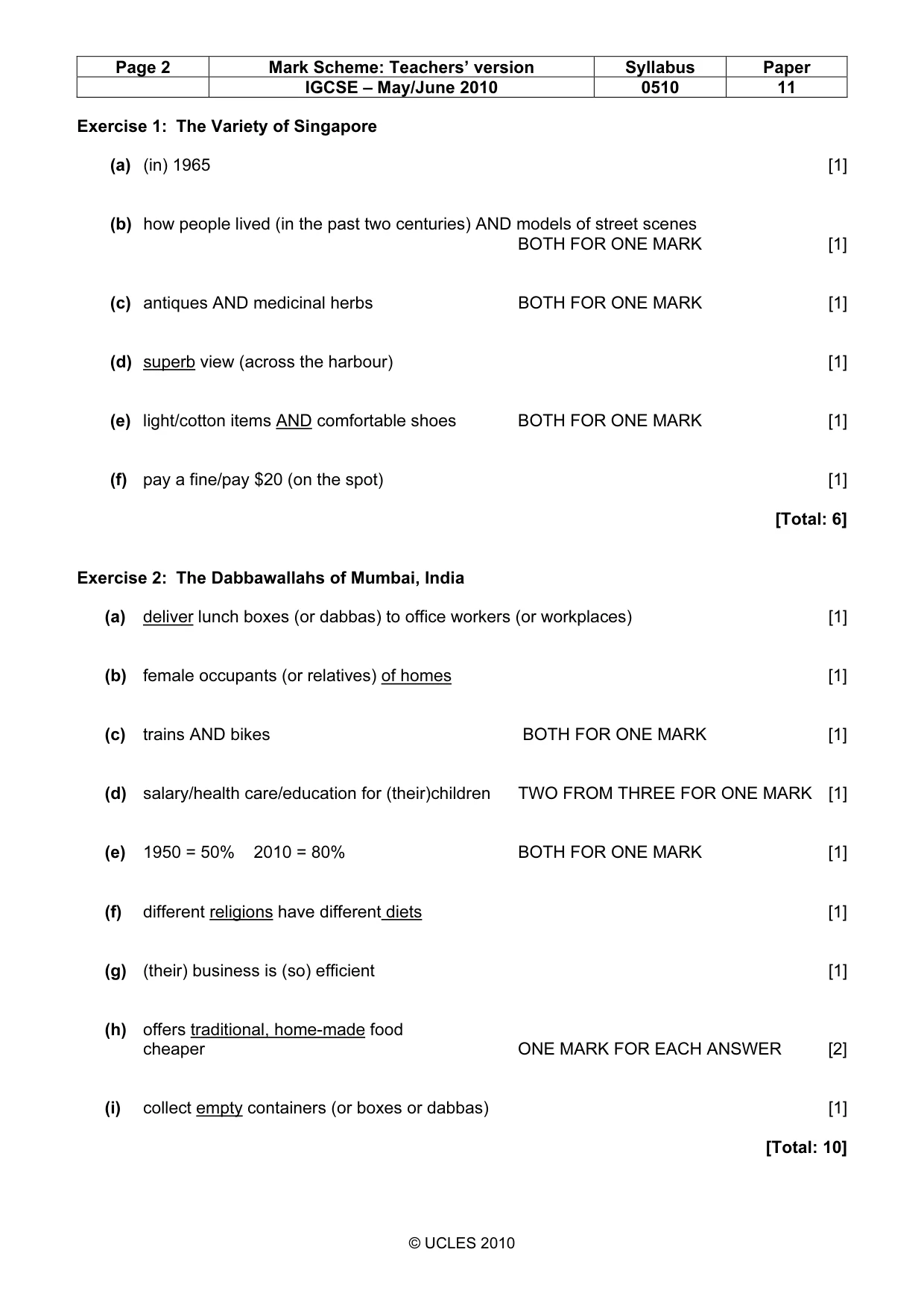 Mark scheme, page 2 of 6